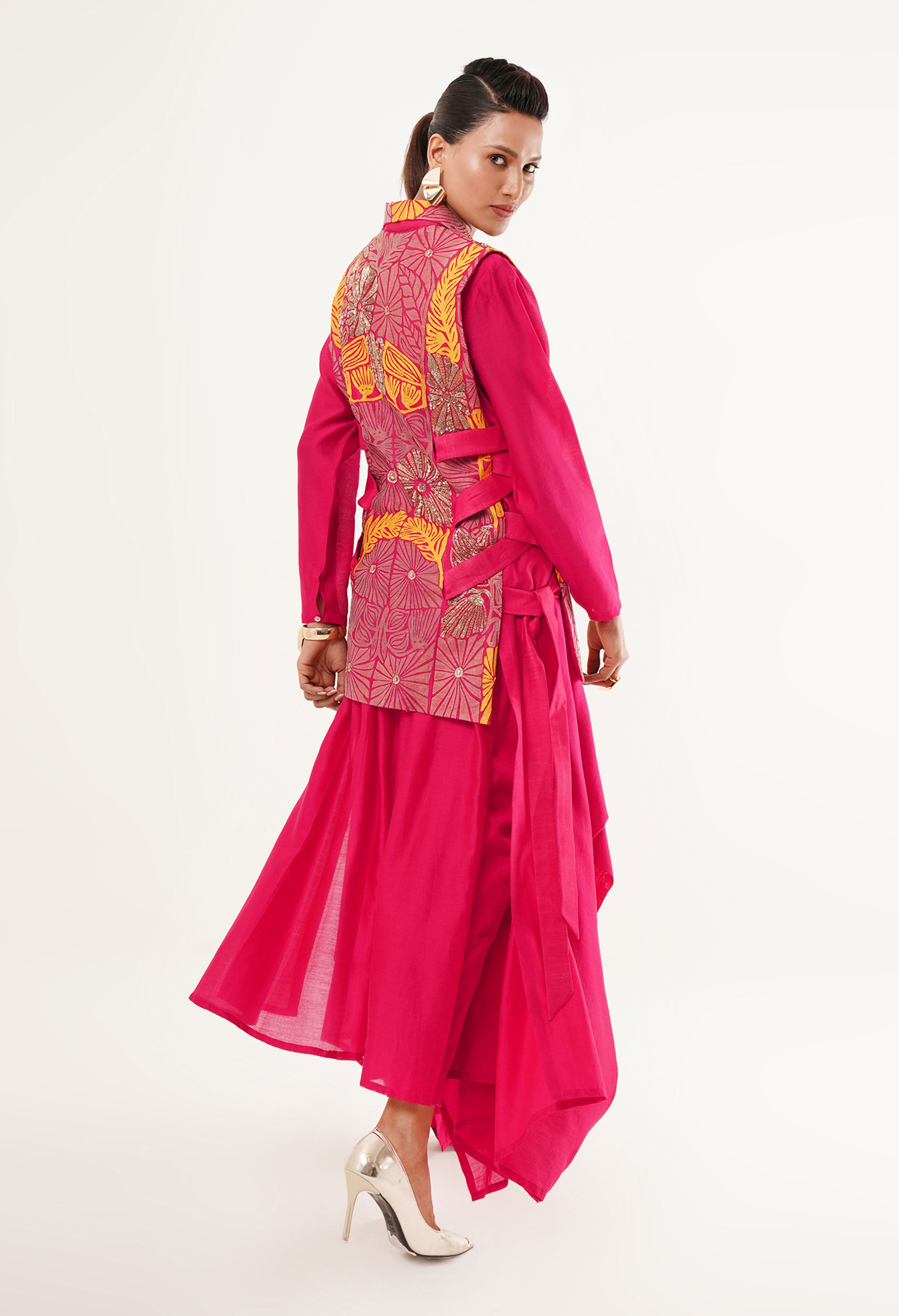 SIDE TIE UP JACKET WITH KURTA