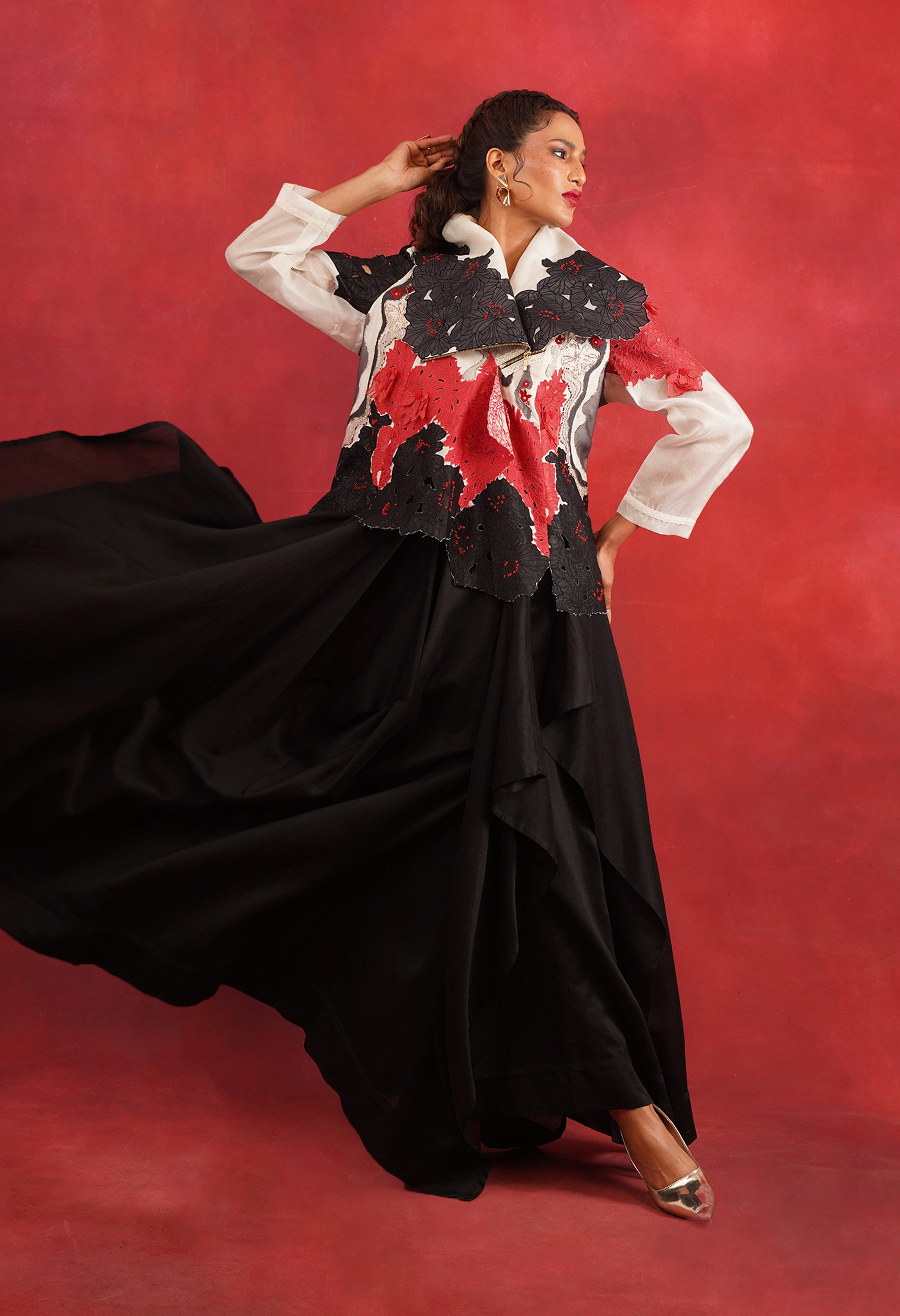 DRAPED COLLAR JACKET