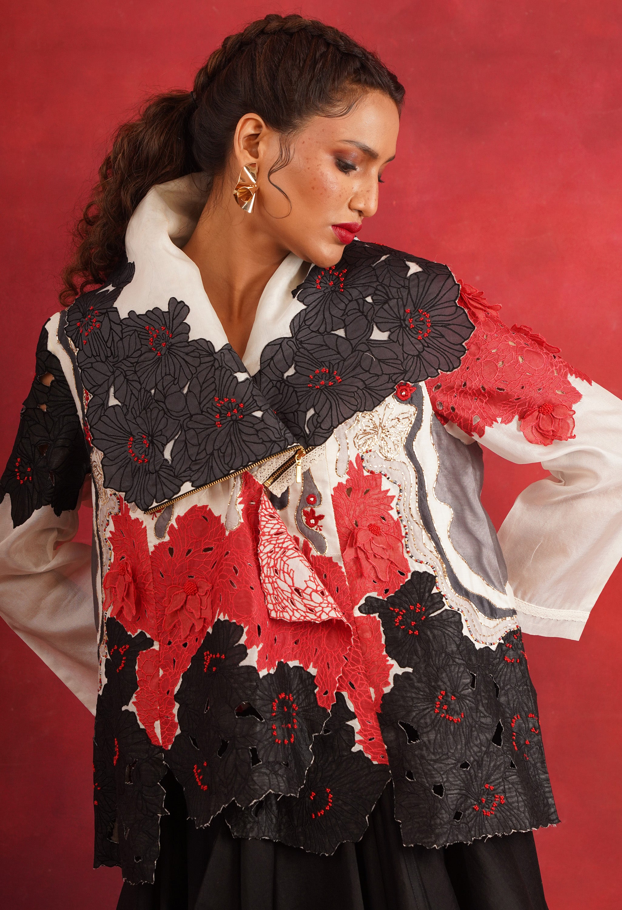 DRAPED COLLAR JACKET