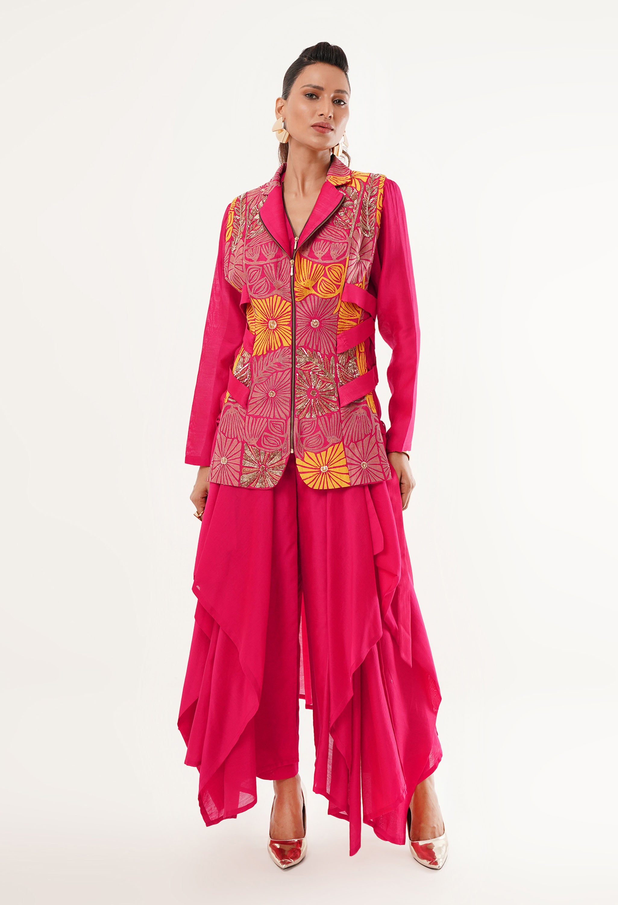 SIDE TIE UP JACKET WITH KURTA
