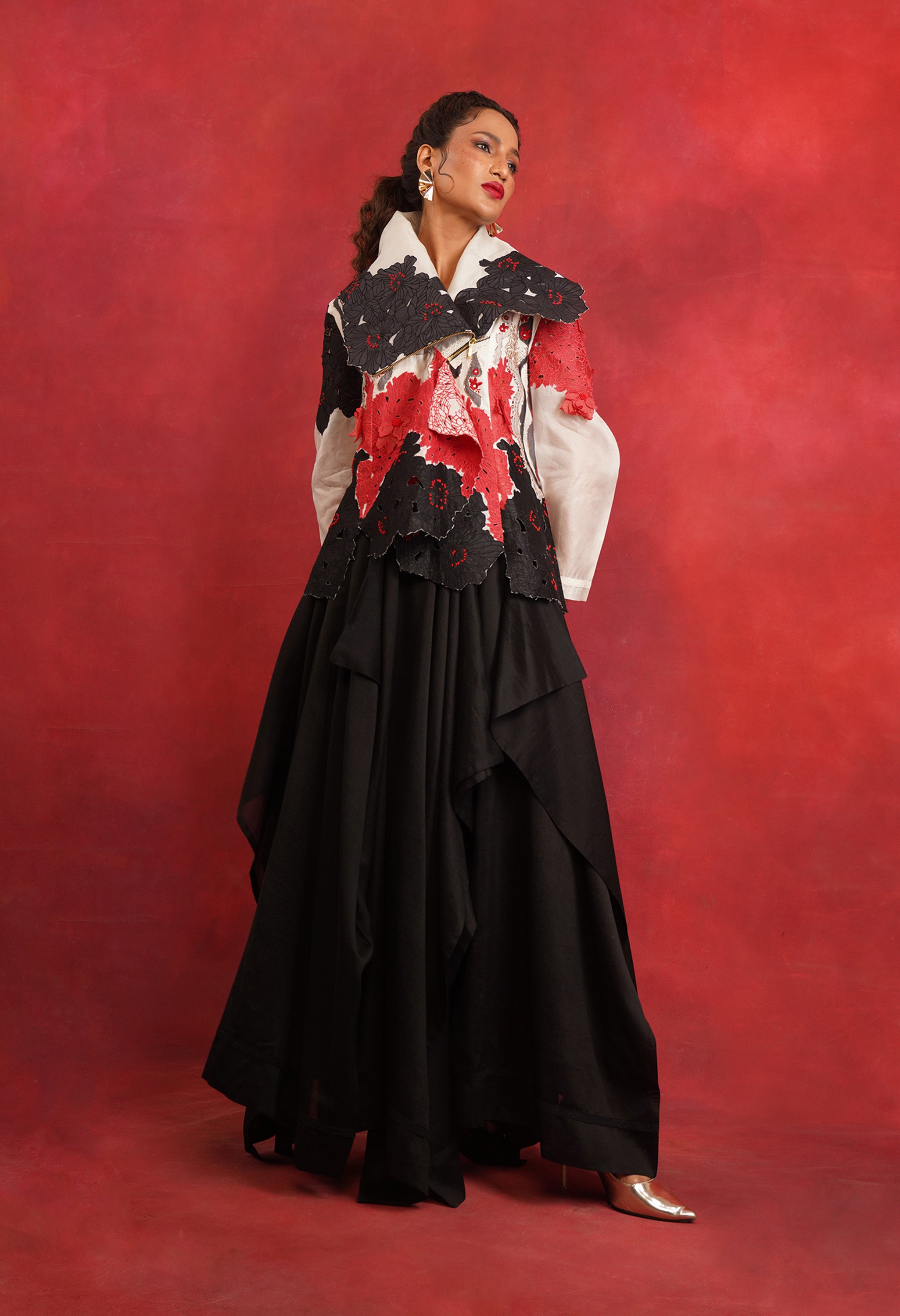 DRAPED COLLAR JACKET