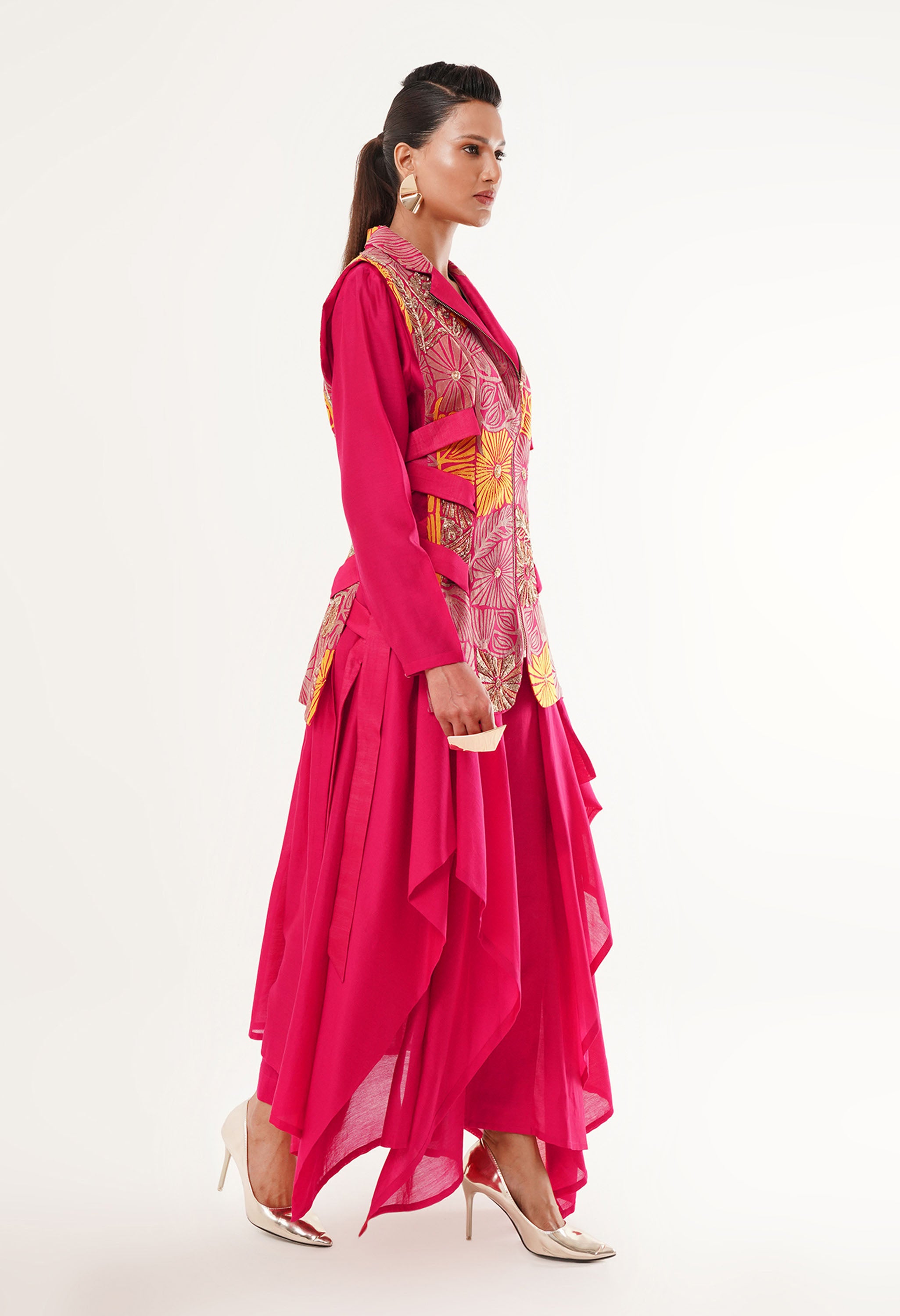 SIDE TIE UP JACKET WITH KURTA