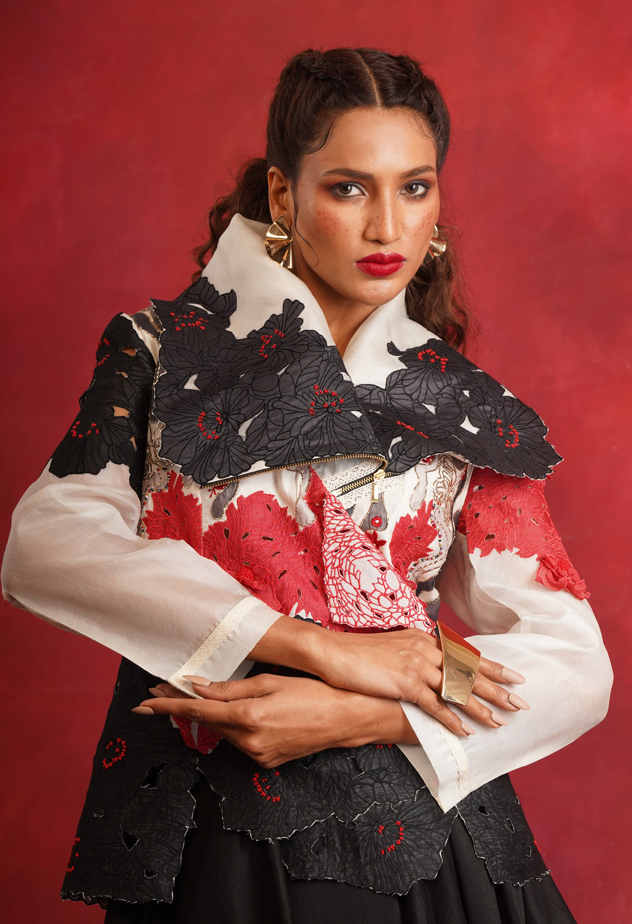 DRAPED COLLAR JACKET