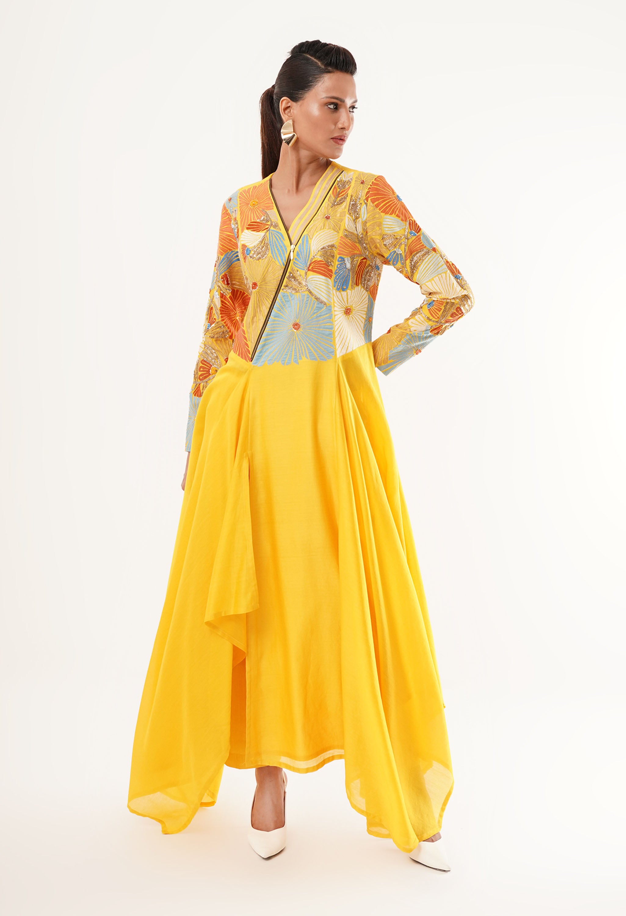V ASYMMETRICAL NECK KURTA
