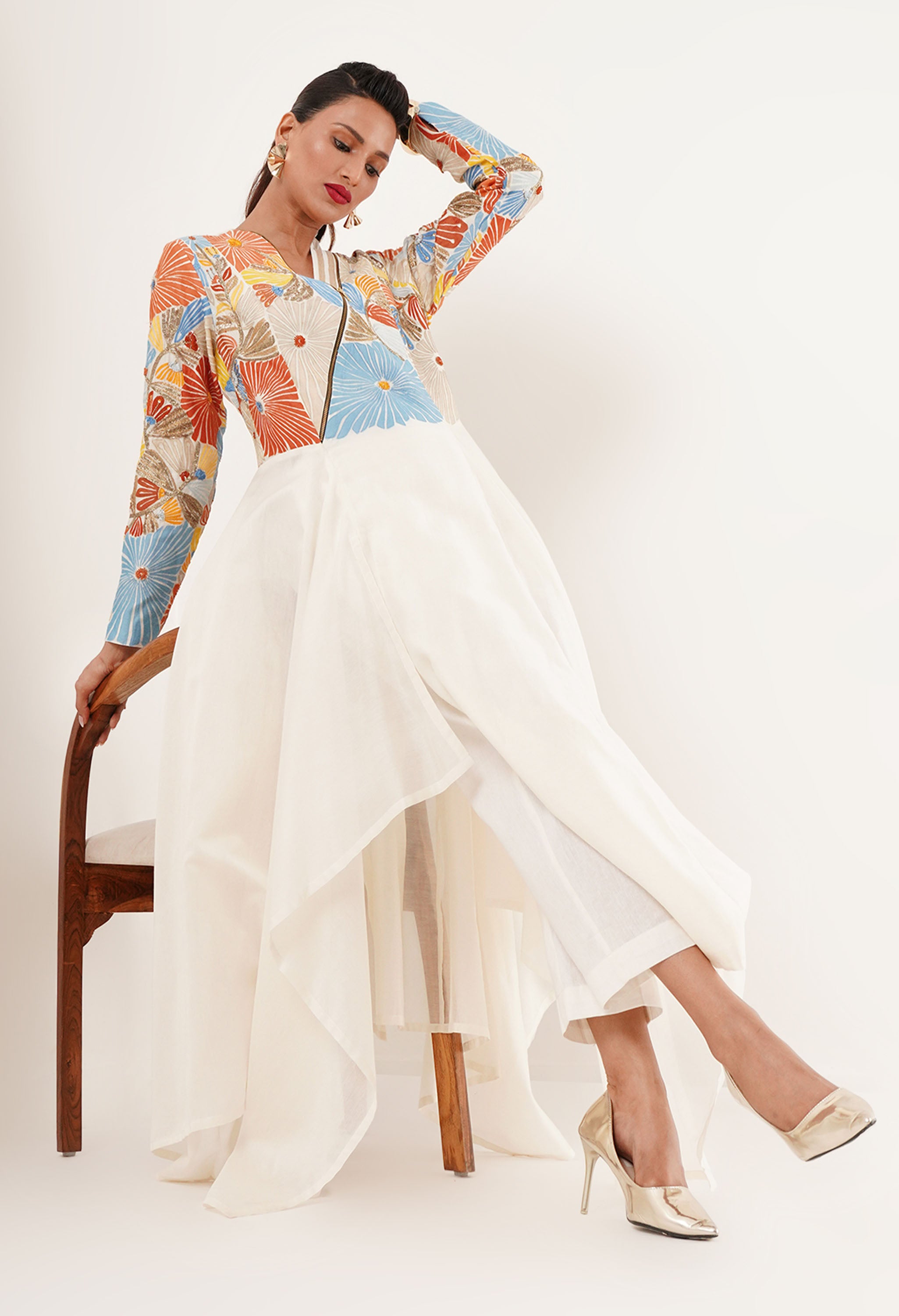 V ASYMMETRICAL NECK KURTA