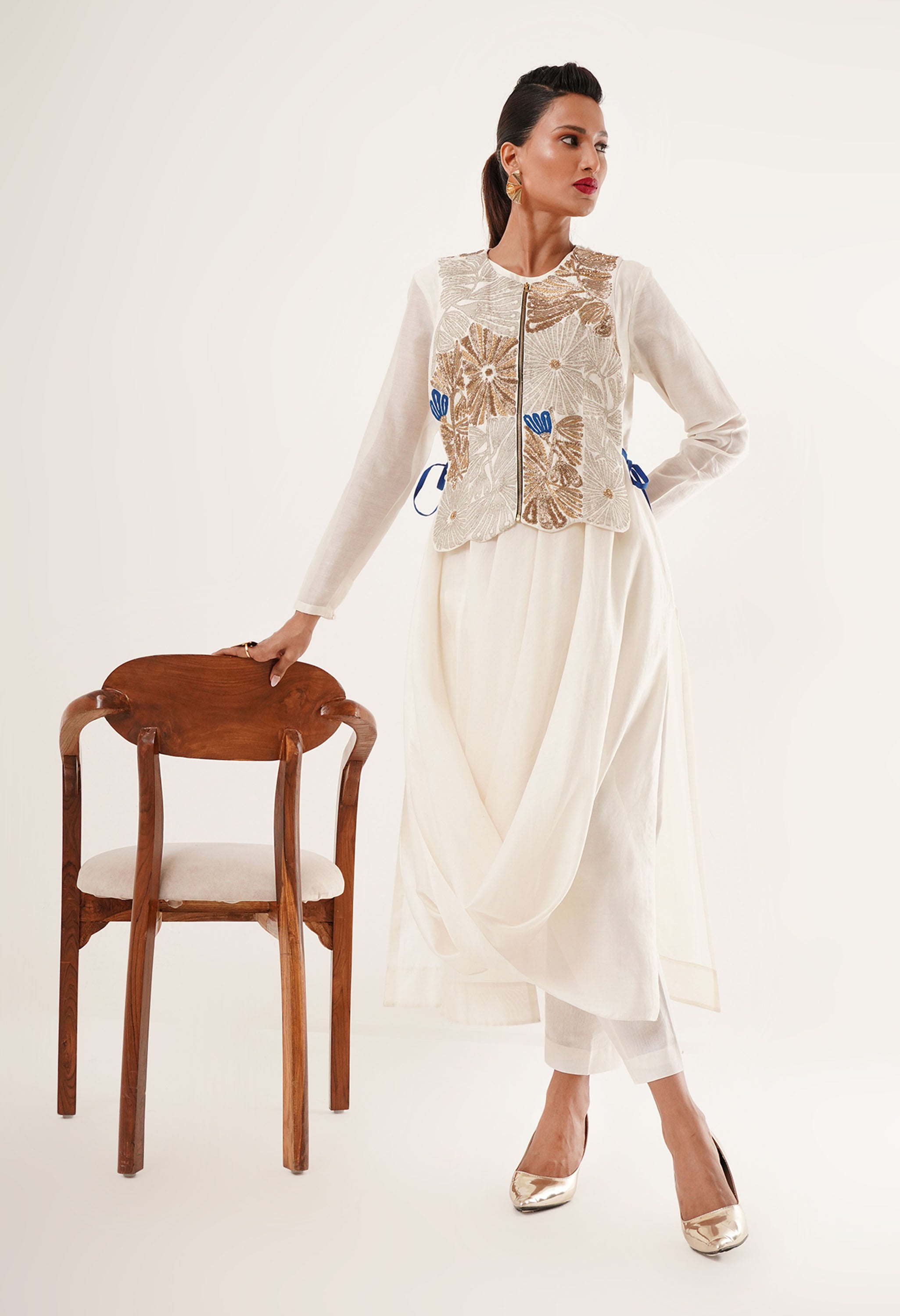DRAPED KURTA WITH GILET