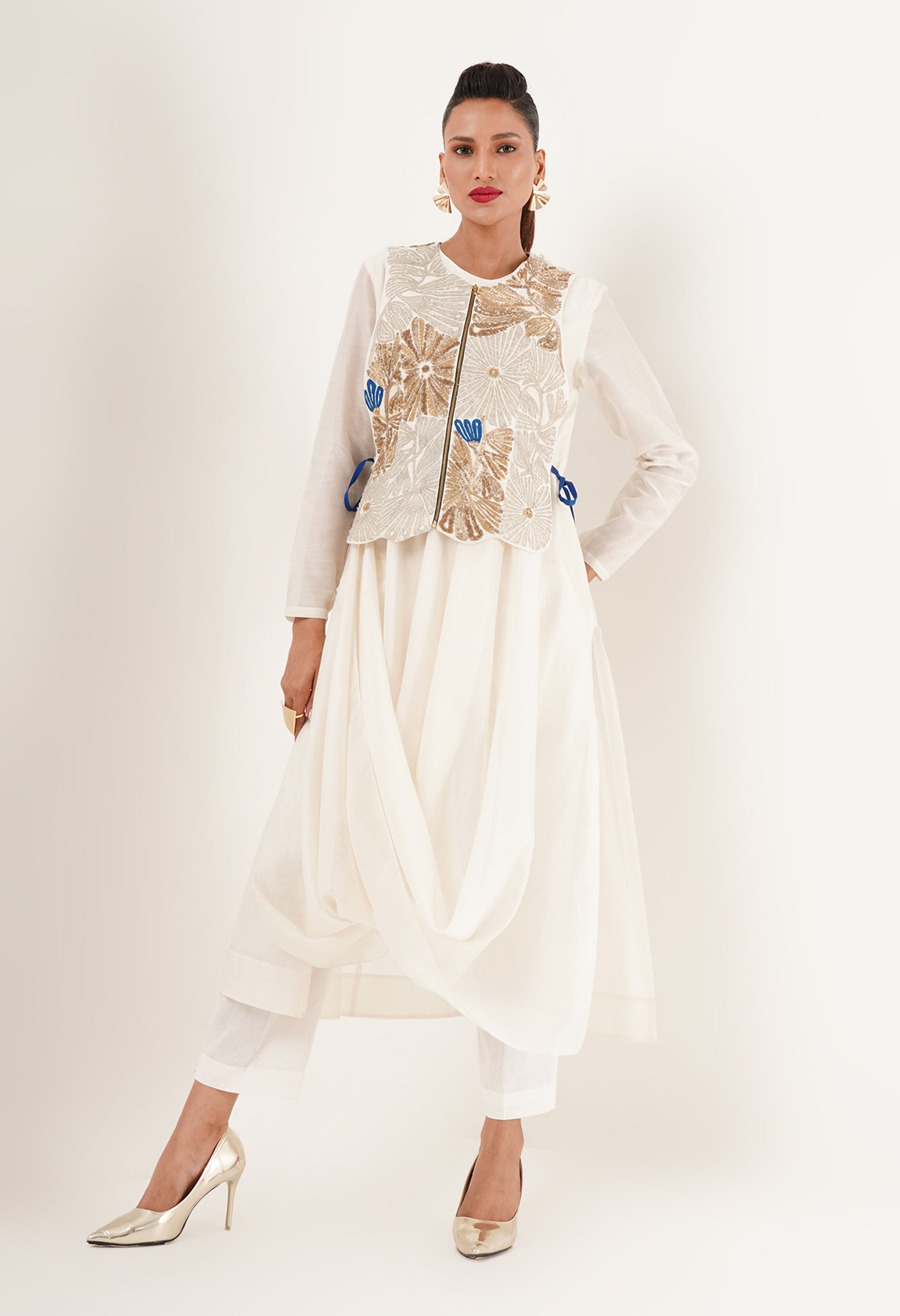 DRAPED KURTA WITH GILET