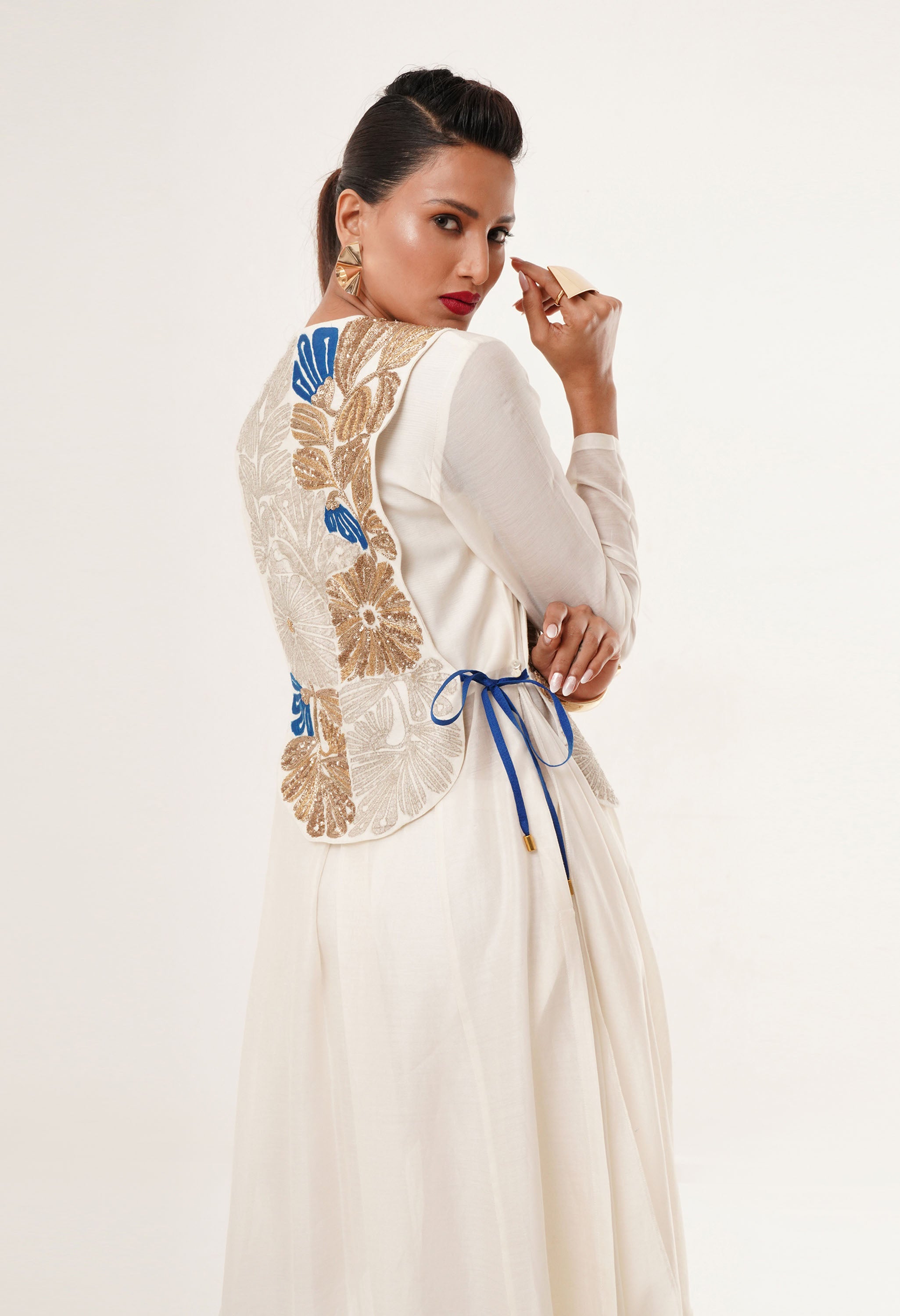 DRAPED KURTA WITH GILET