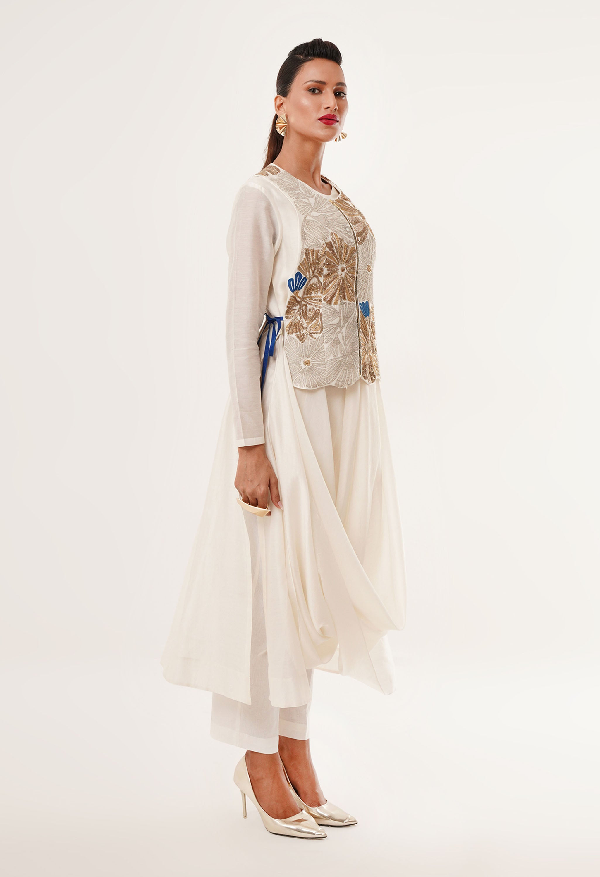 DRAPED KURTA WITH GILET