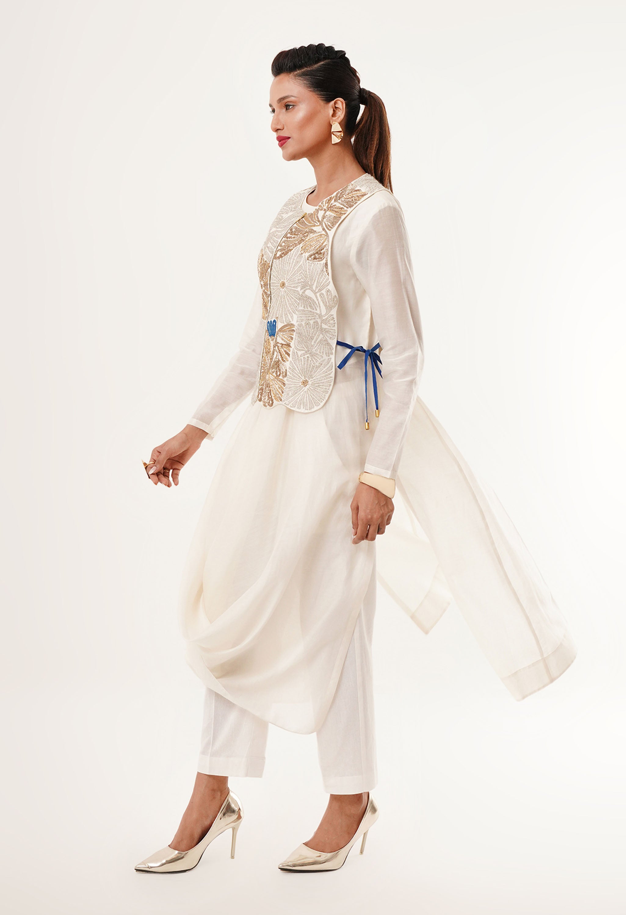 DRAPED KURTA WITH GILET