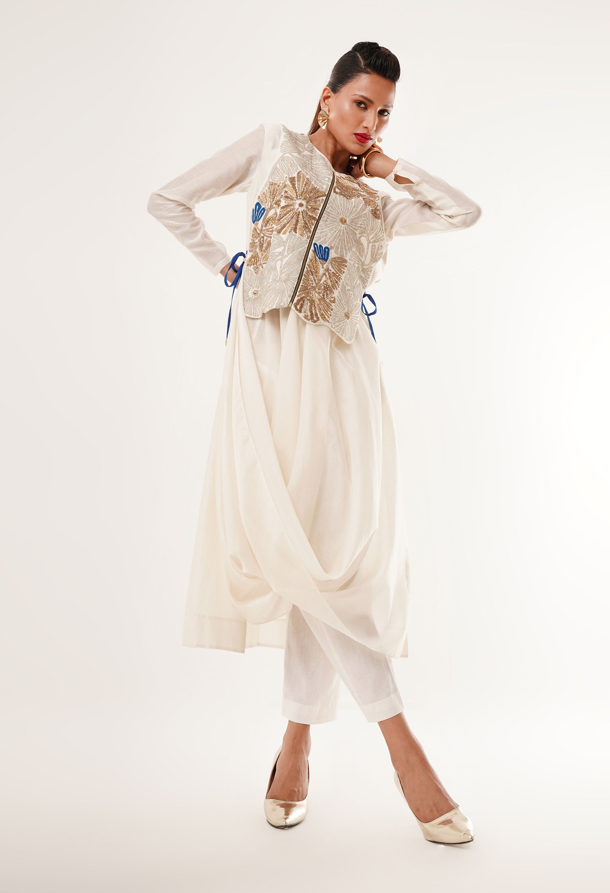 DRAPED KURTA WITH GILET