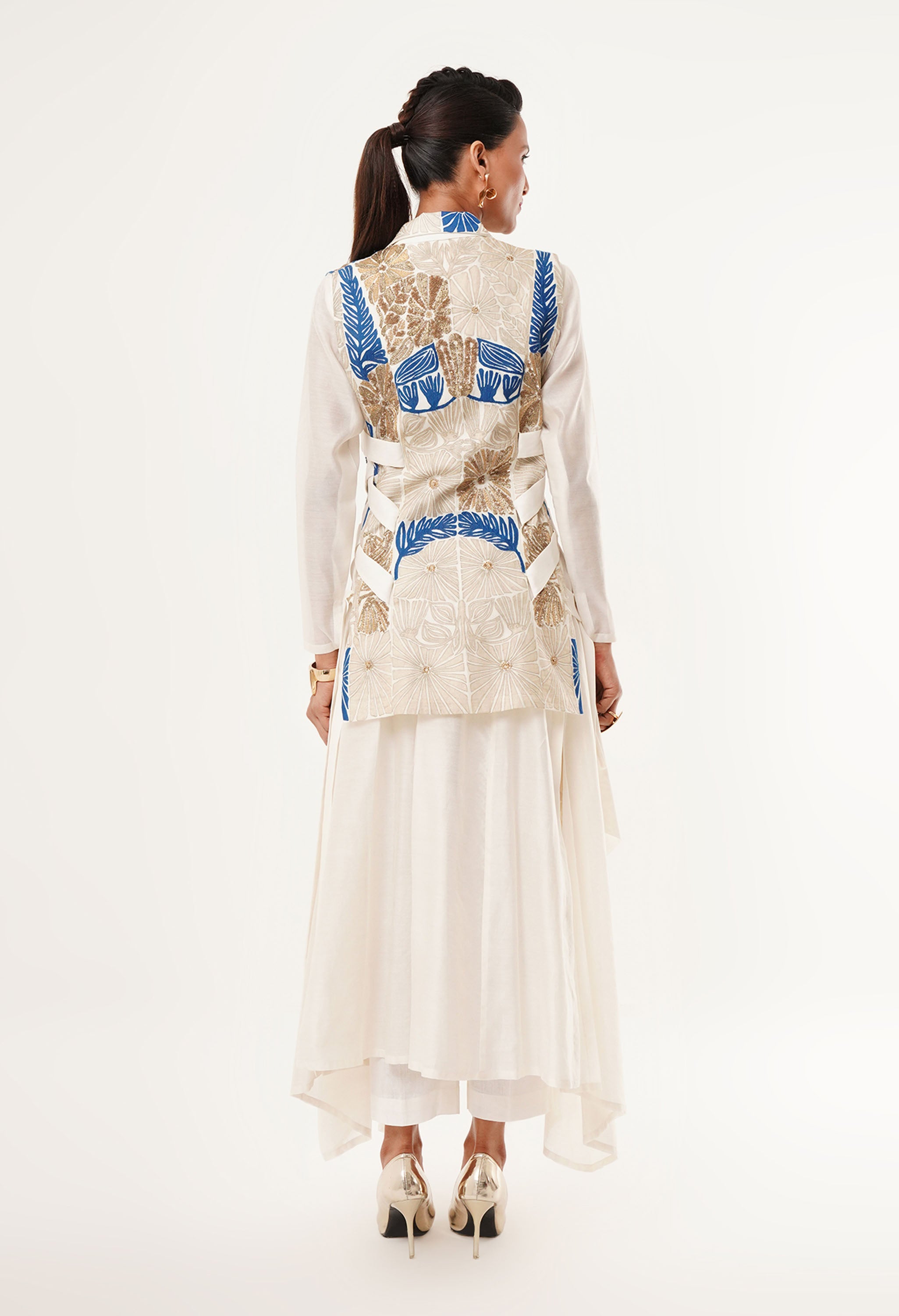 SIDE TIE UP JACKET WITH KURTA