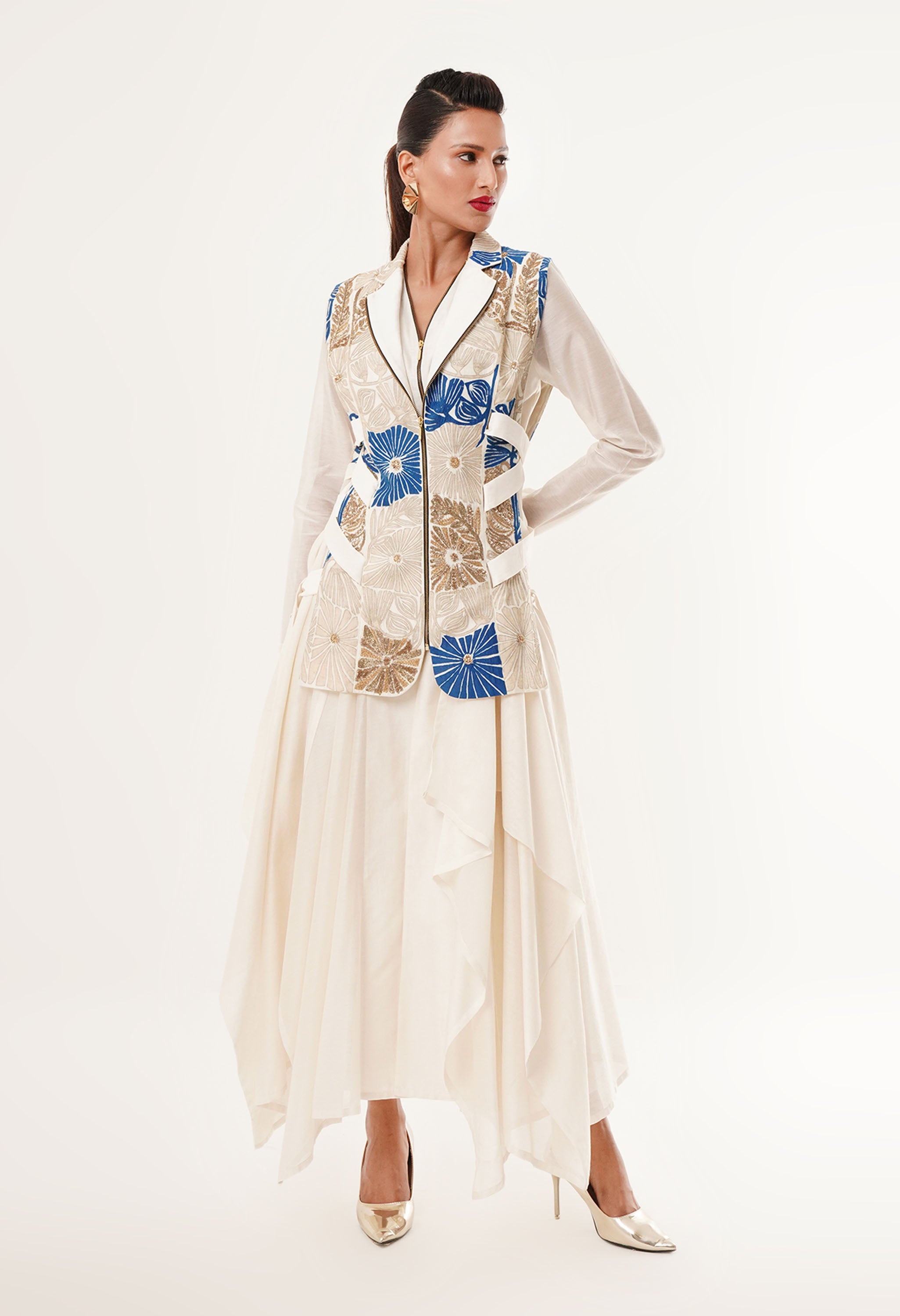 SIDE TIE UP JACKET WITH KURTA