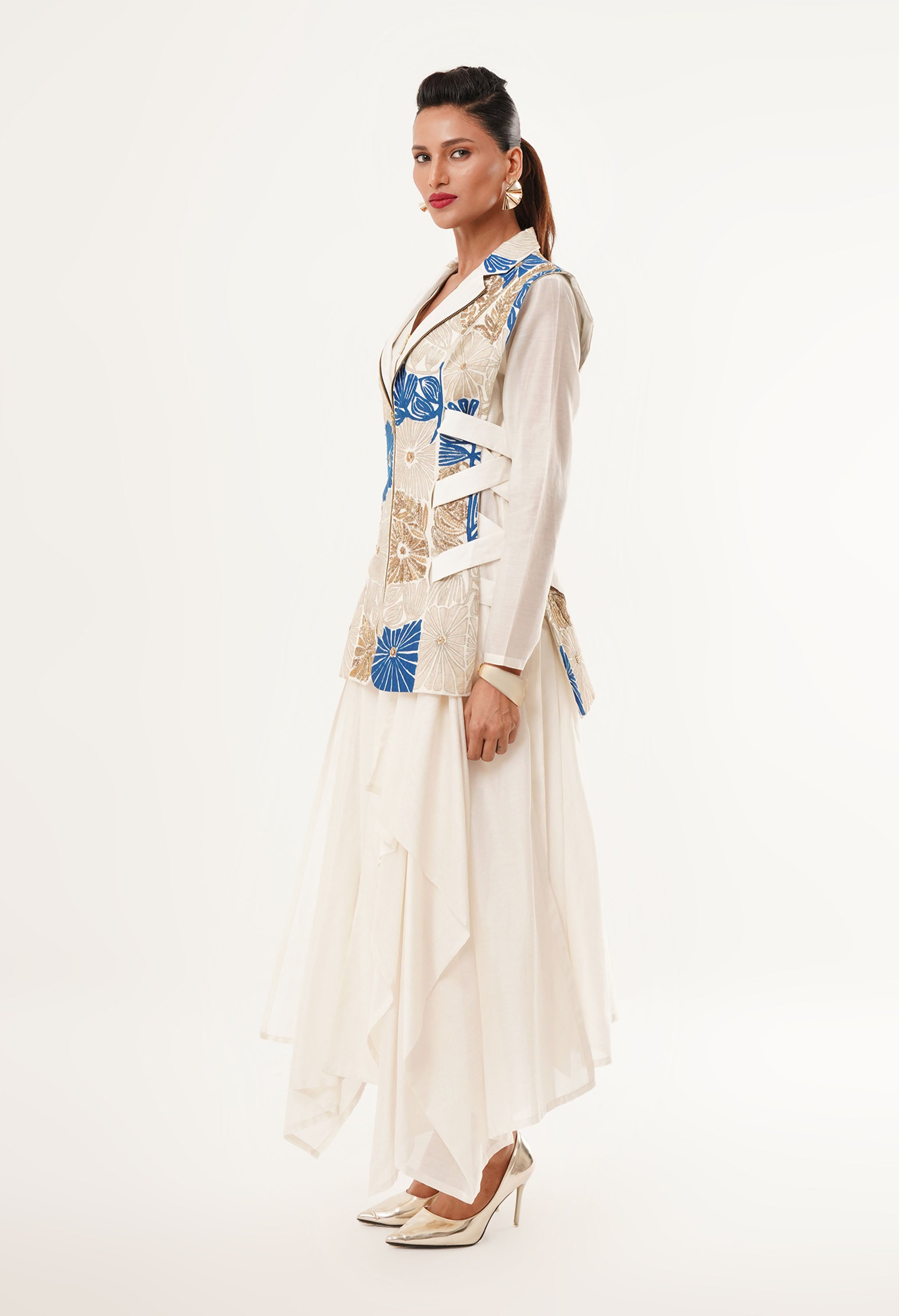 SIDE TIE UP JACKET WITH KURTA