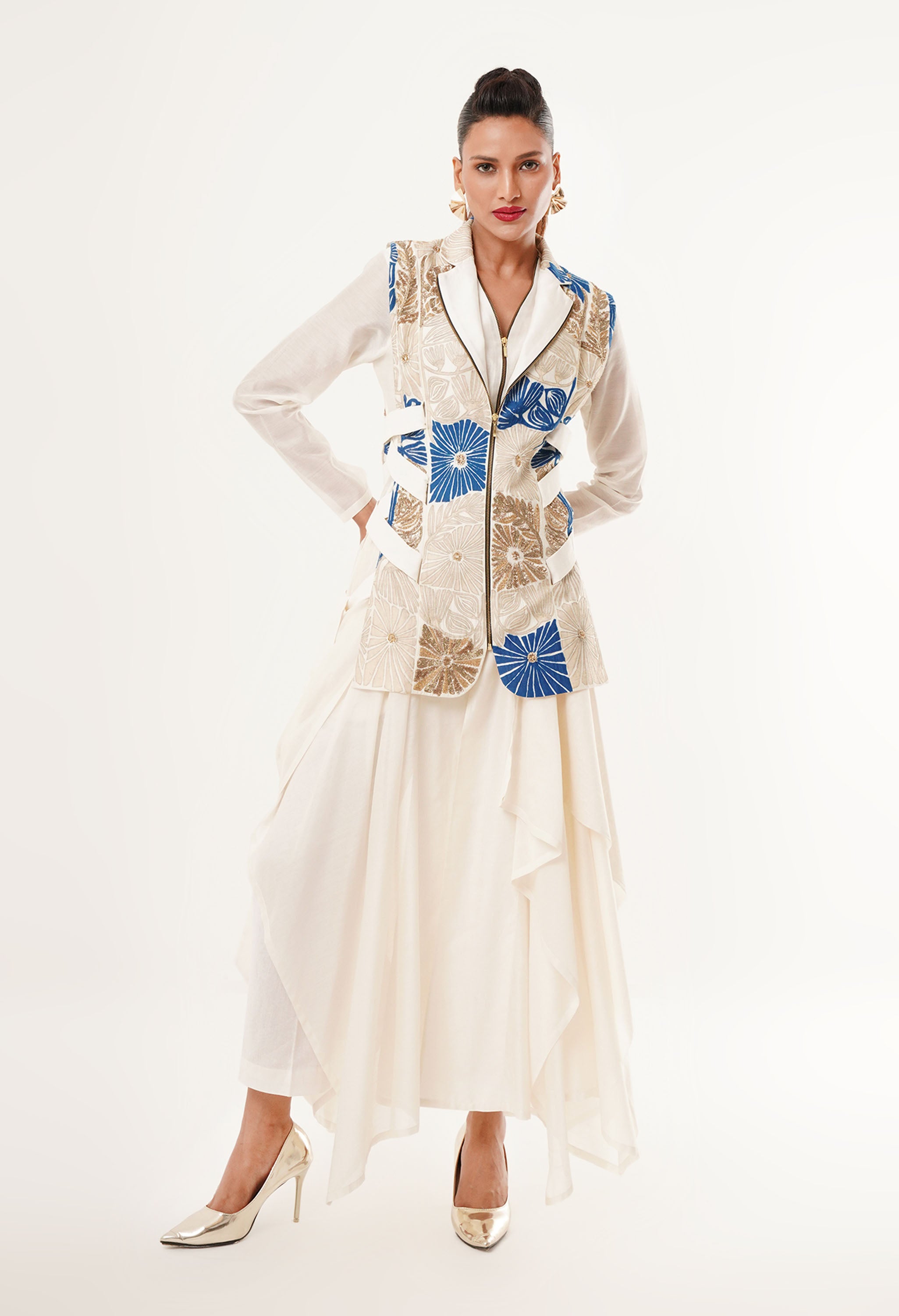 SIDE TIE UP JACKET WITH KURTA