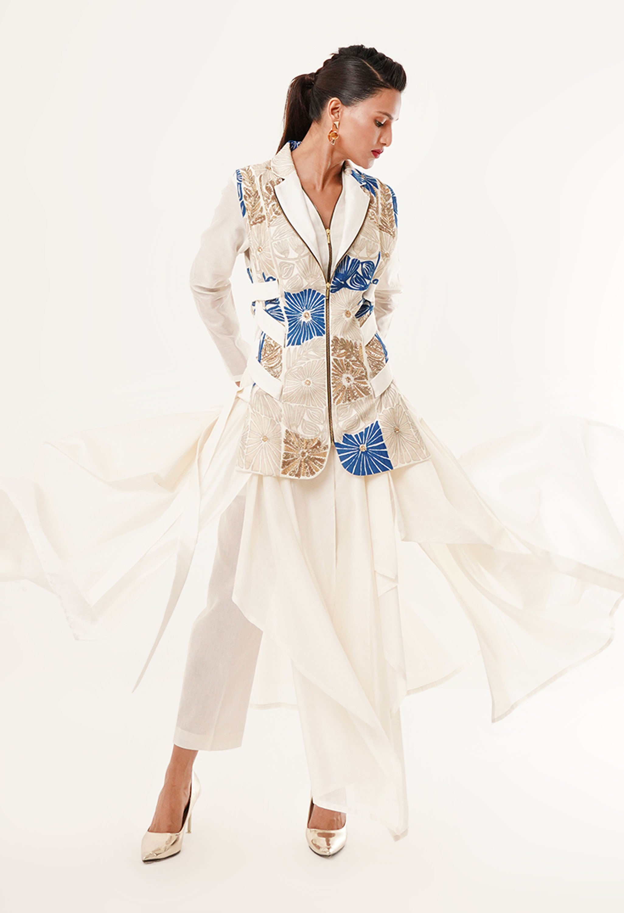 SIDE TIE UP JACKET WITH KURTA