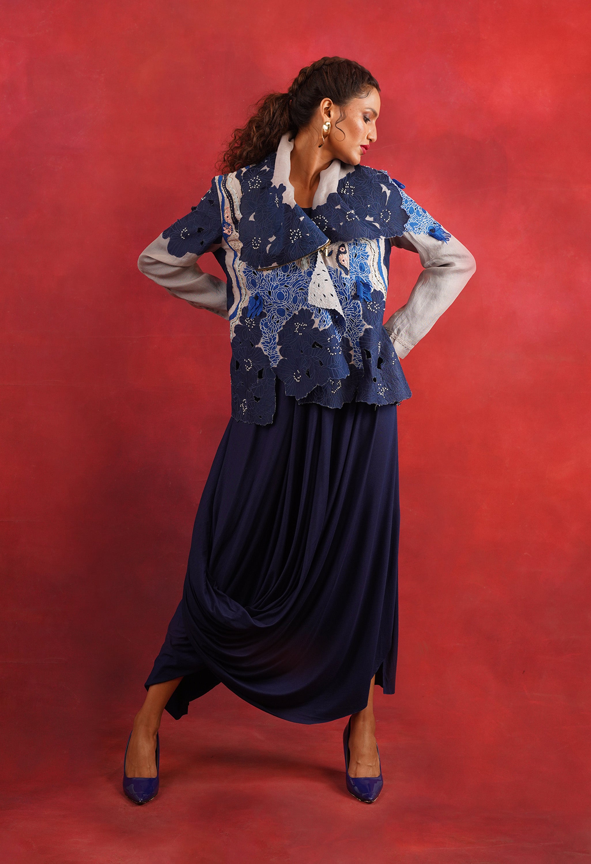 DRAPED COLLAR JACKET