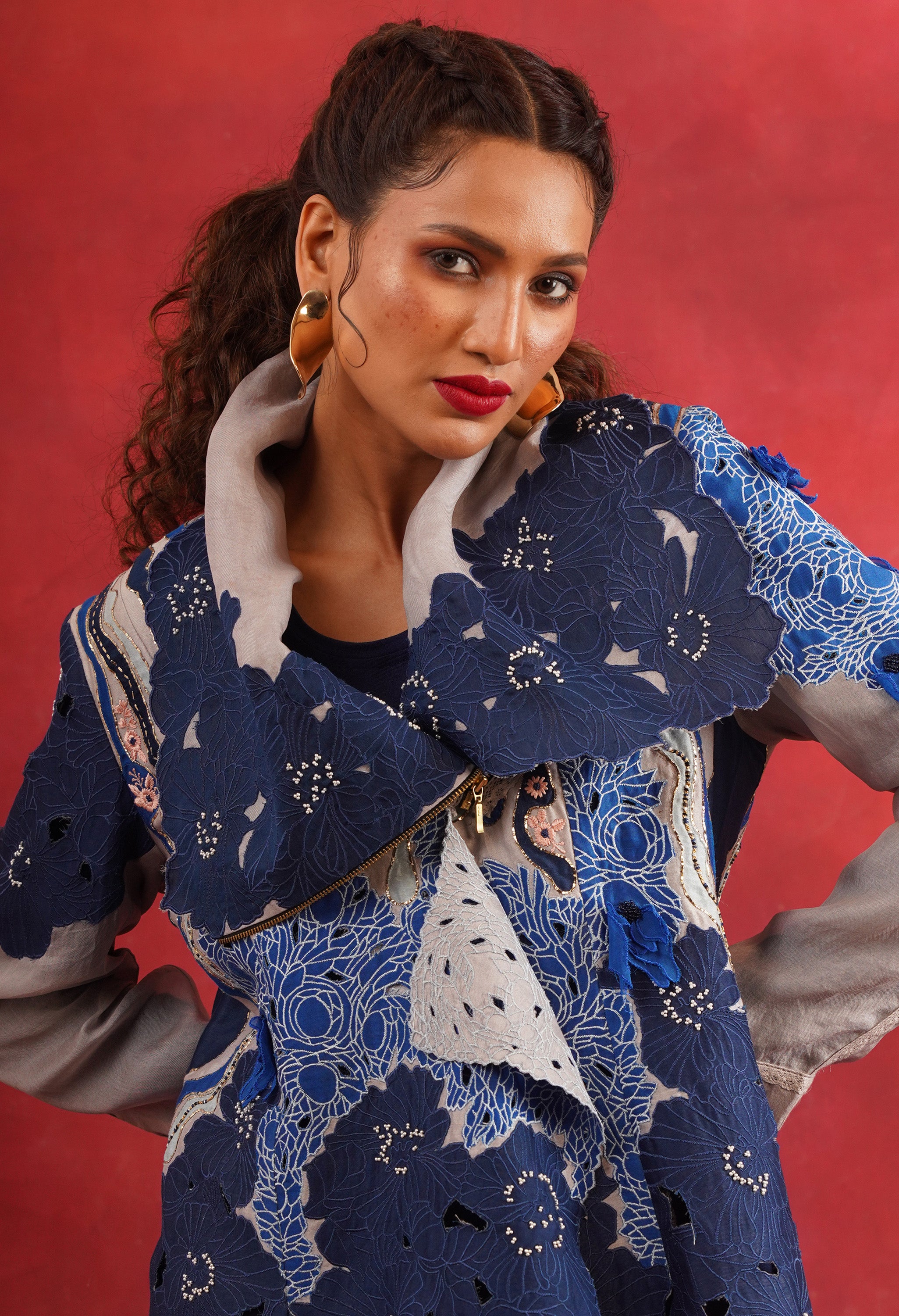 DRAPED COLLAR JACKET