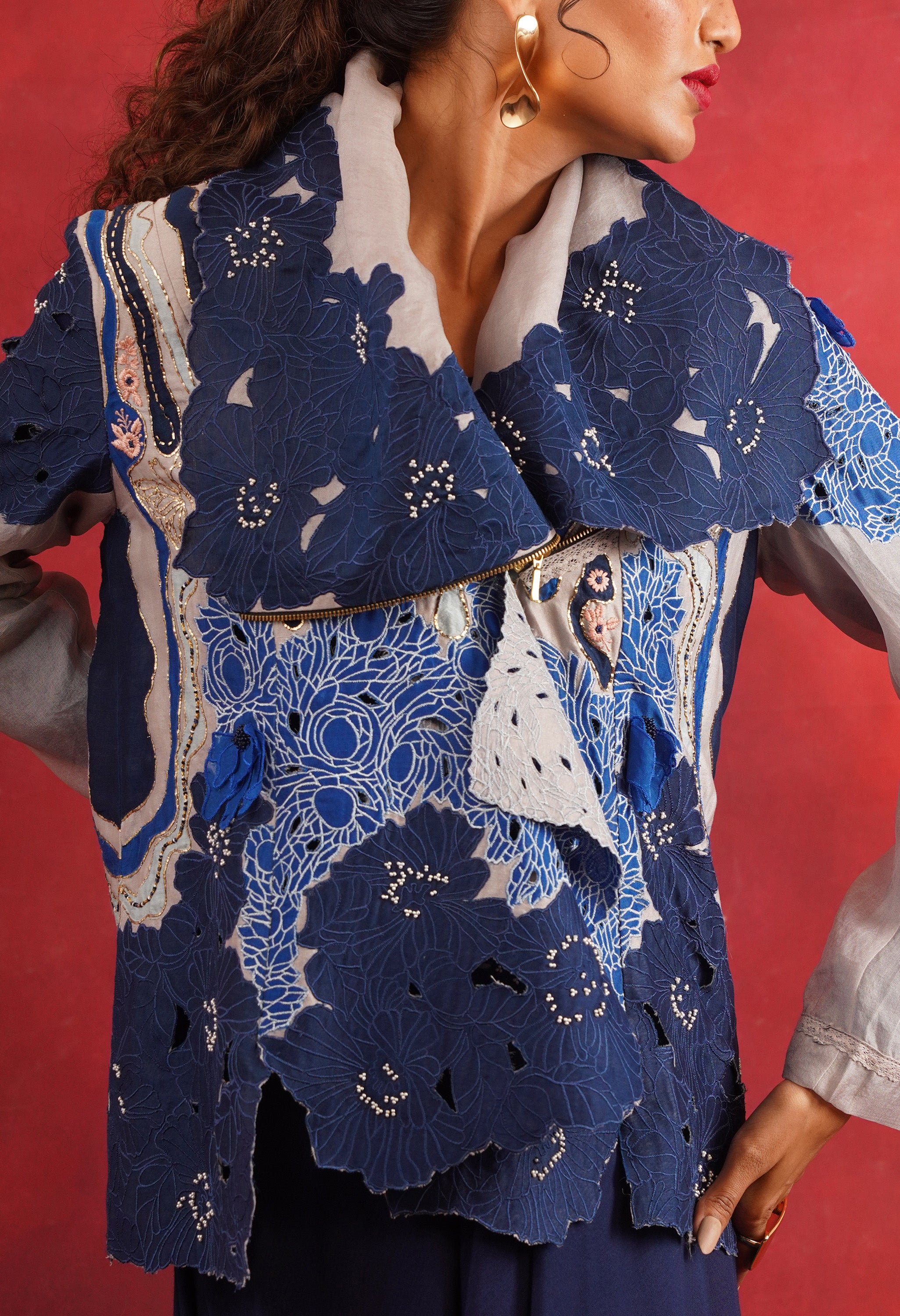 DRAPED COLLAR JACKET