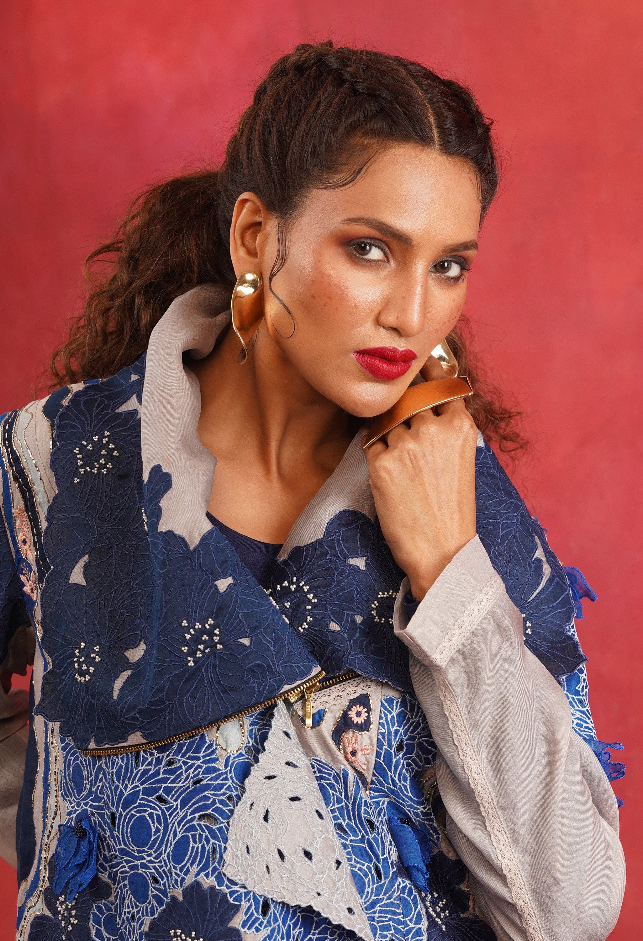 DRAPED COLLAR JACKET