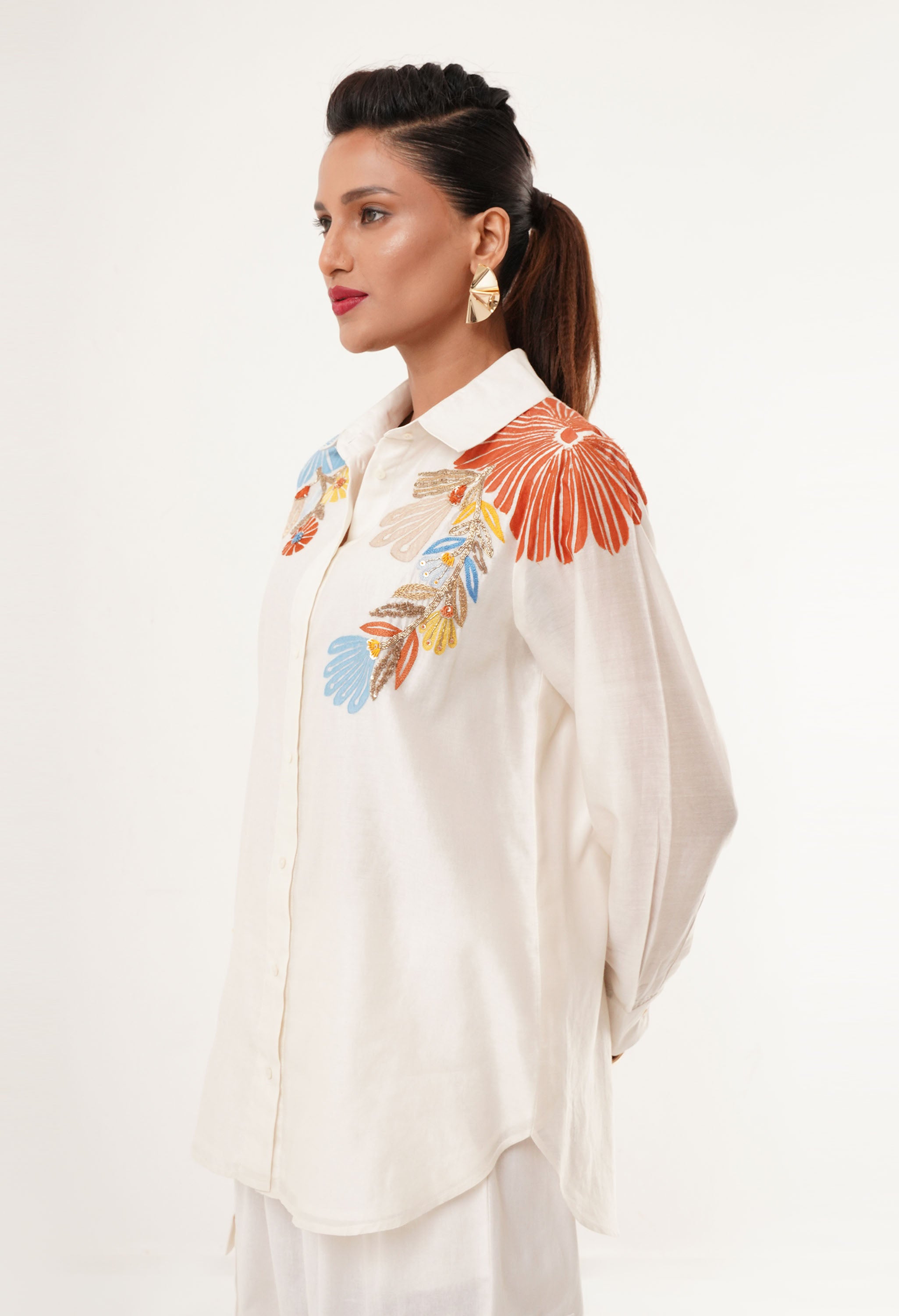 EMBROIDERED SHIRT CO ORD