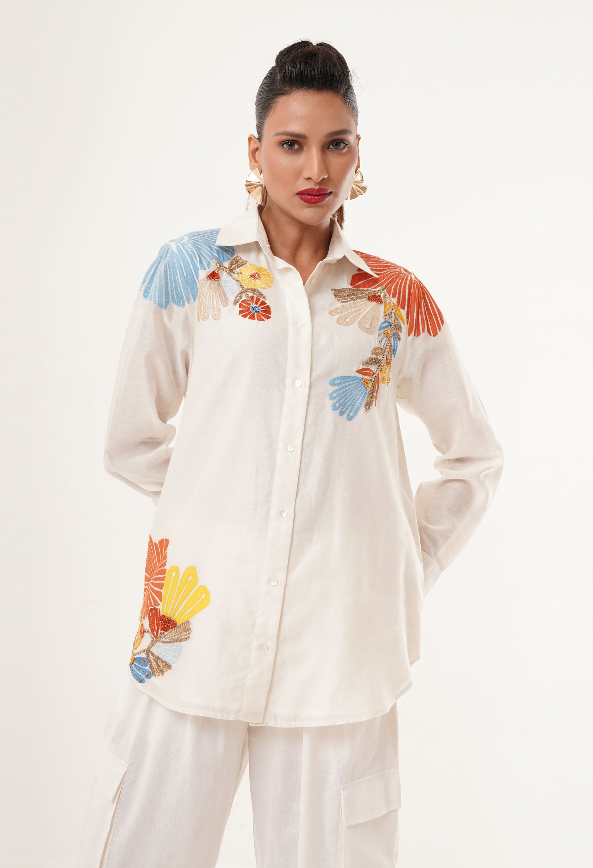 EMBROIDERED SHIRT CO ORD