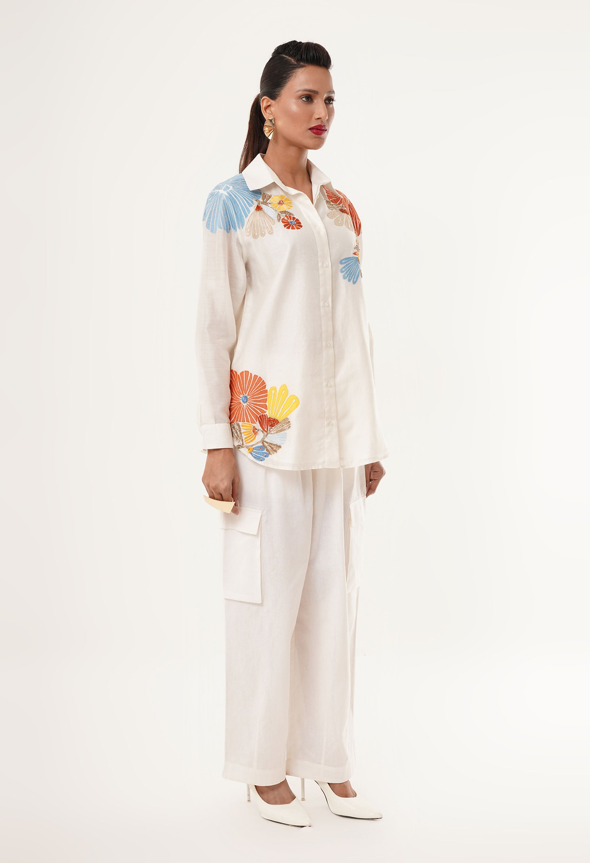 EMBROIDERED SHIRT CO ORD