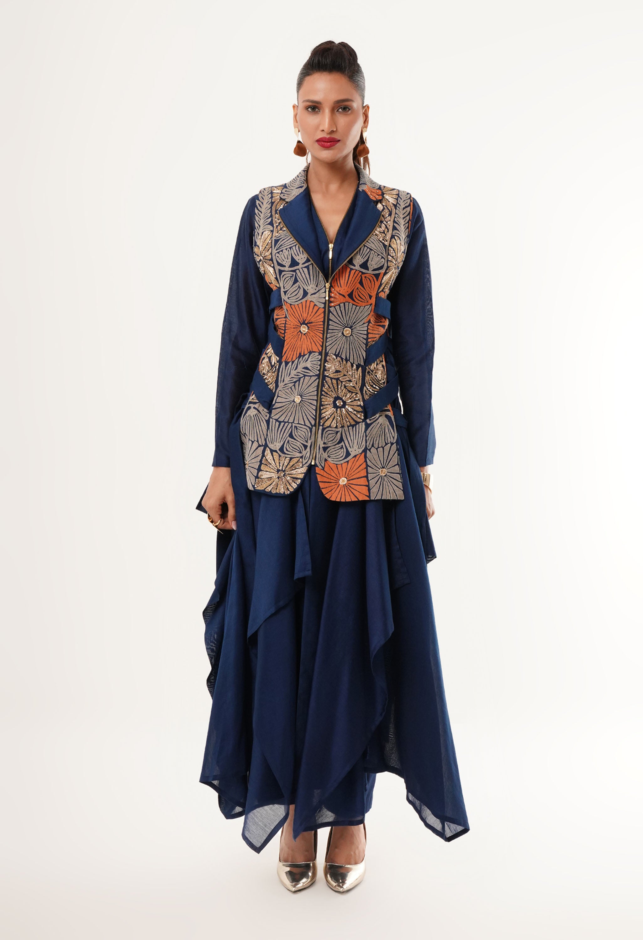 SIDE TIE UP JACKET WITH KURTA