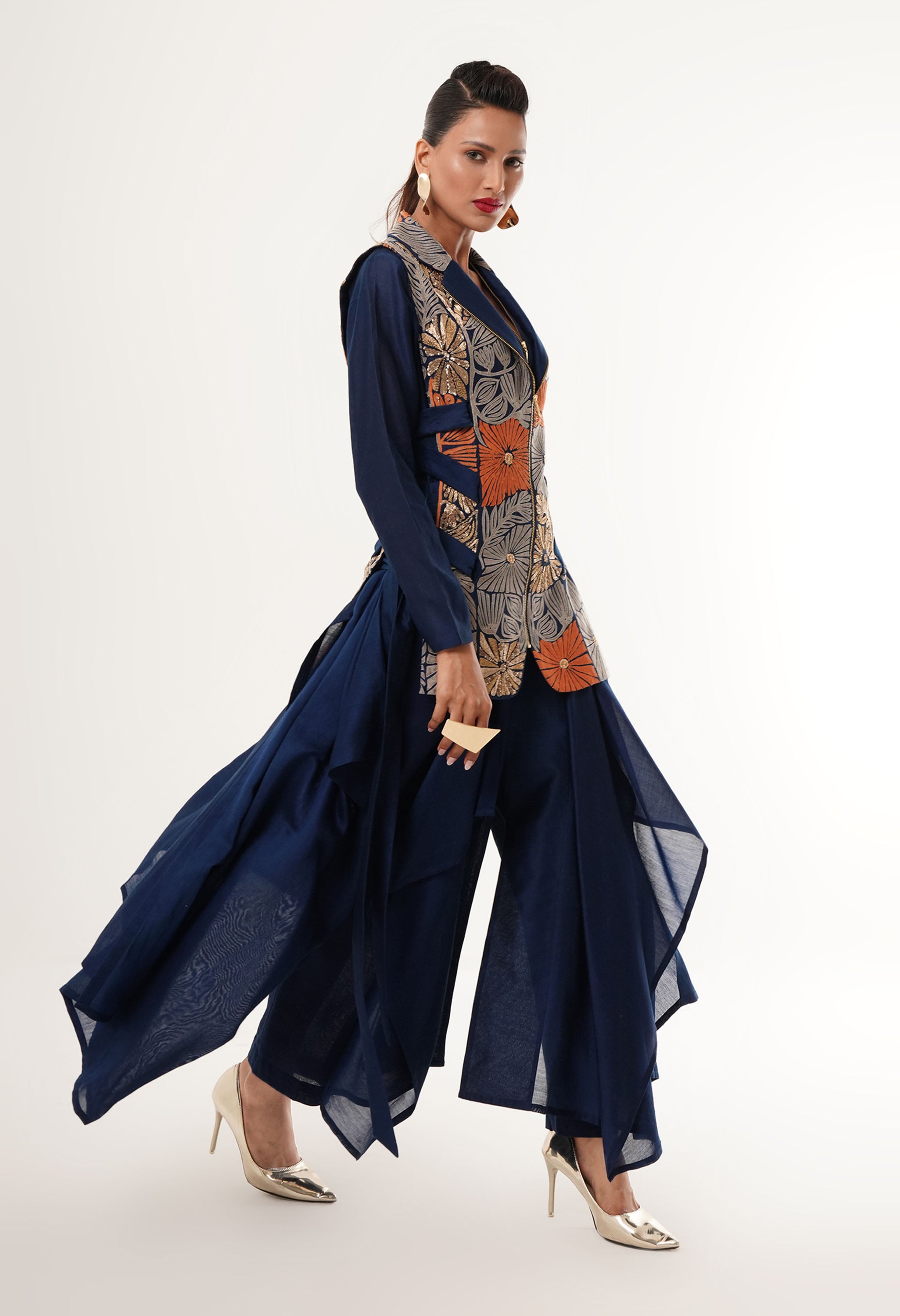 SIDE TIE UP JACKET WITH KURTA