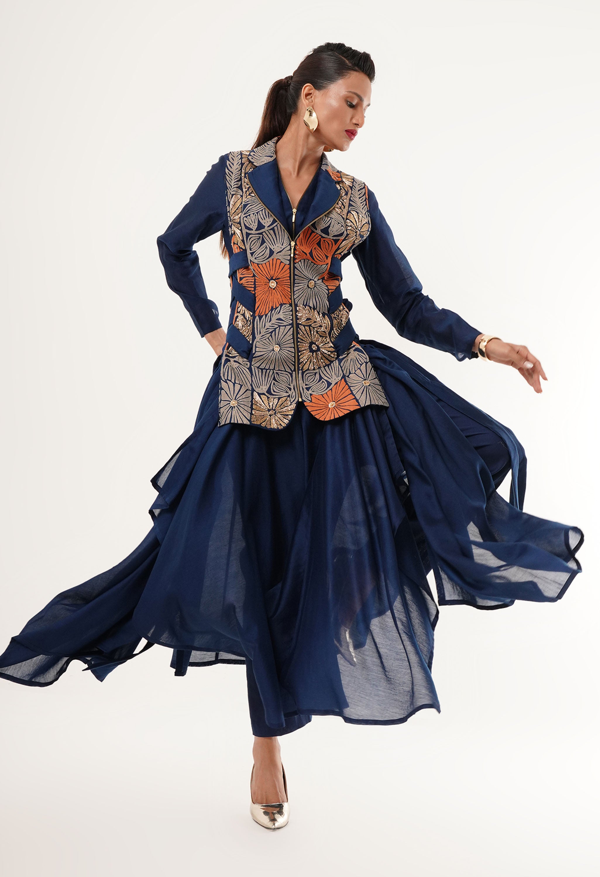 SIDE TIE UP JACKET WITH KURTA