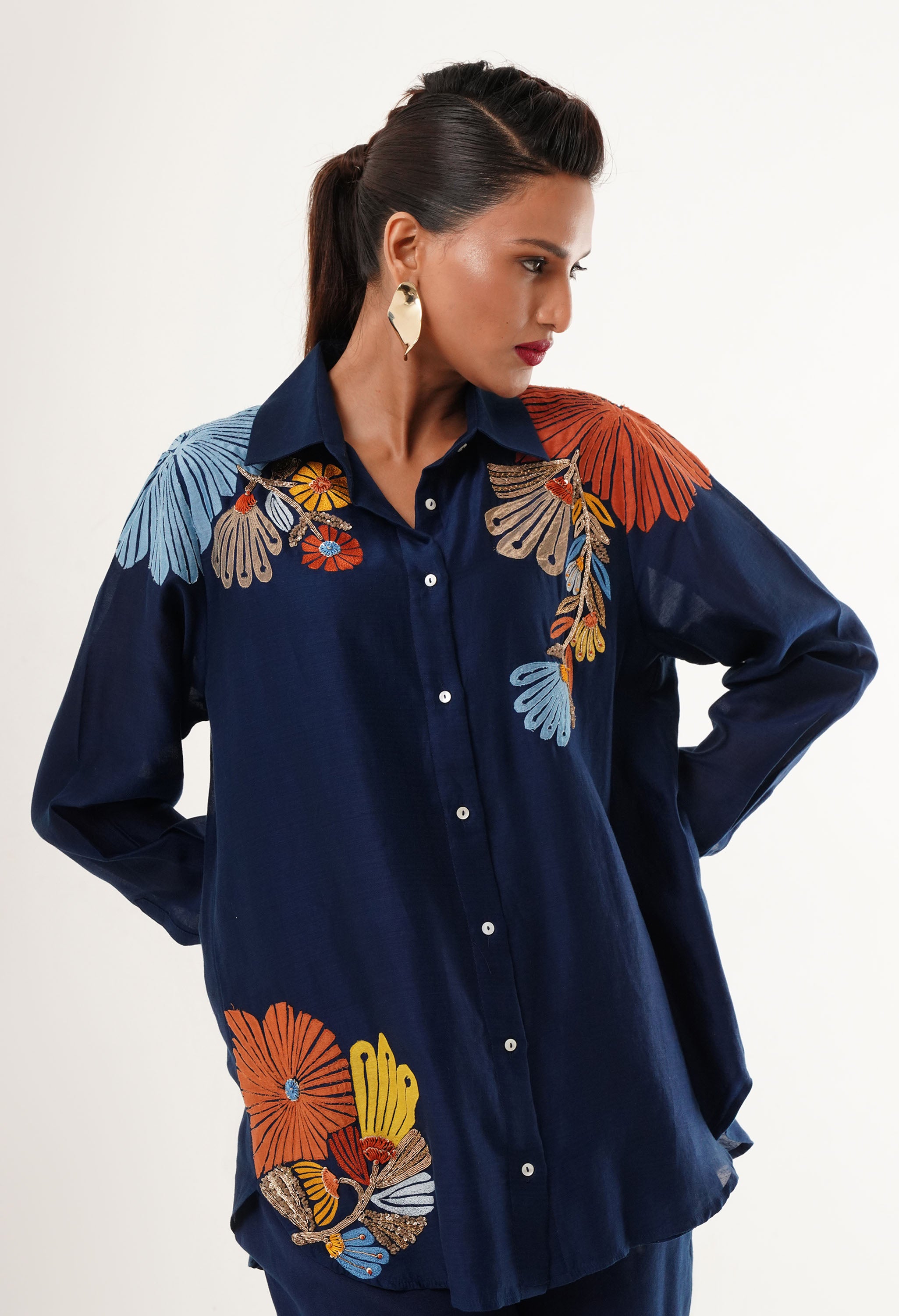 EMBROIDERED SHIRT CO ORD