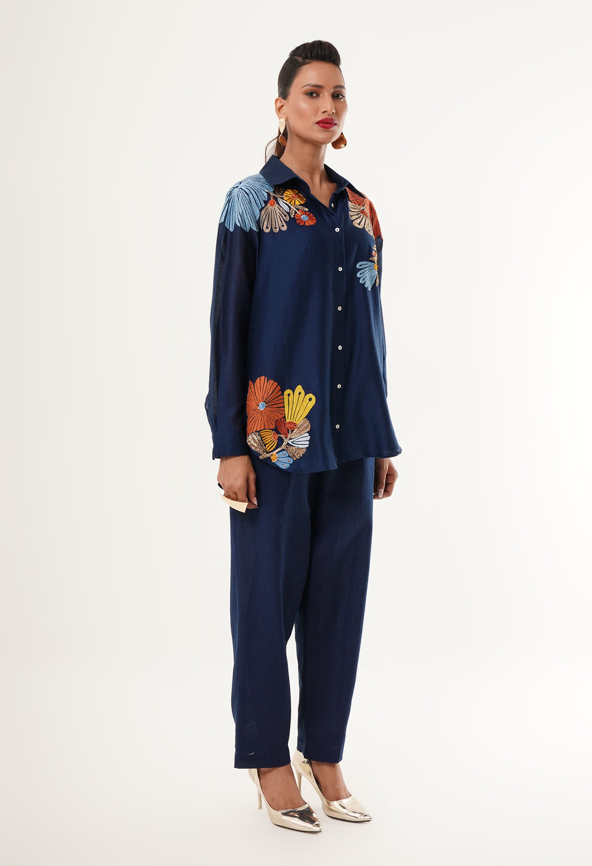 EMBROIDERED SHIRT CO ORD