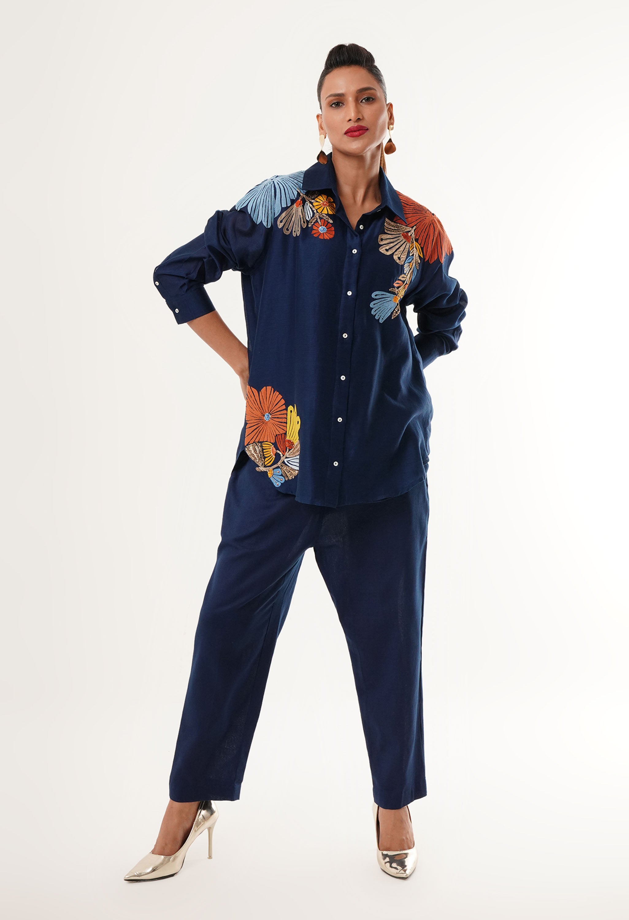 EMBROIDERED SHIRT CO ORD