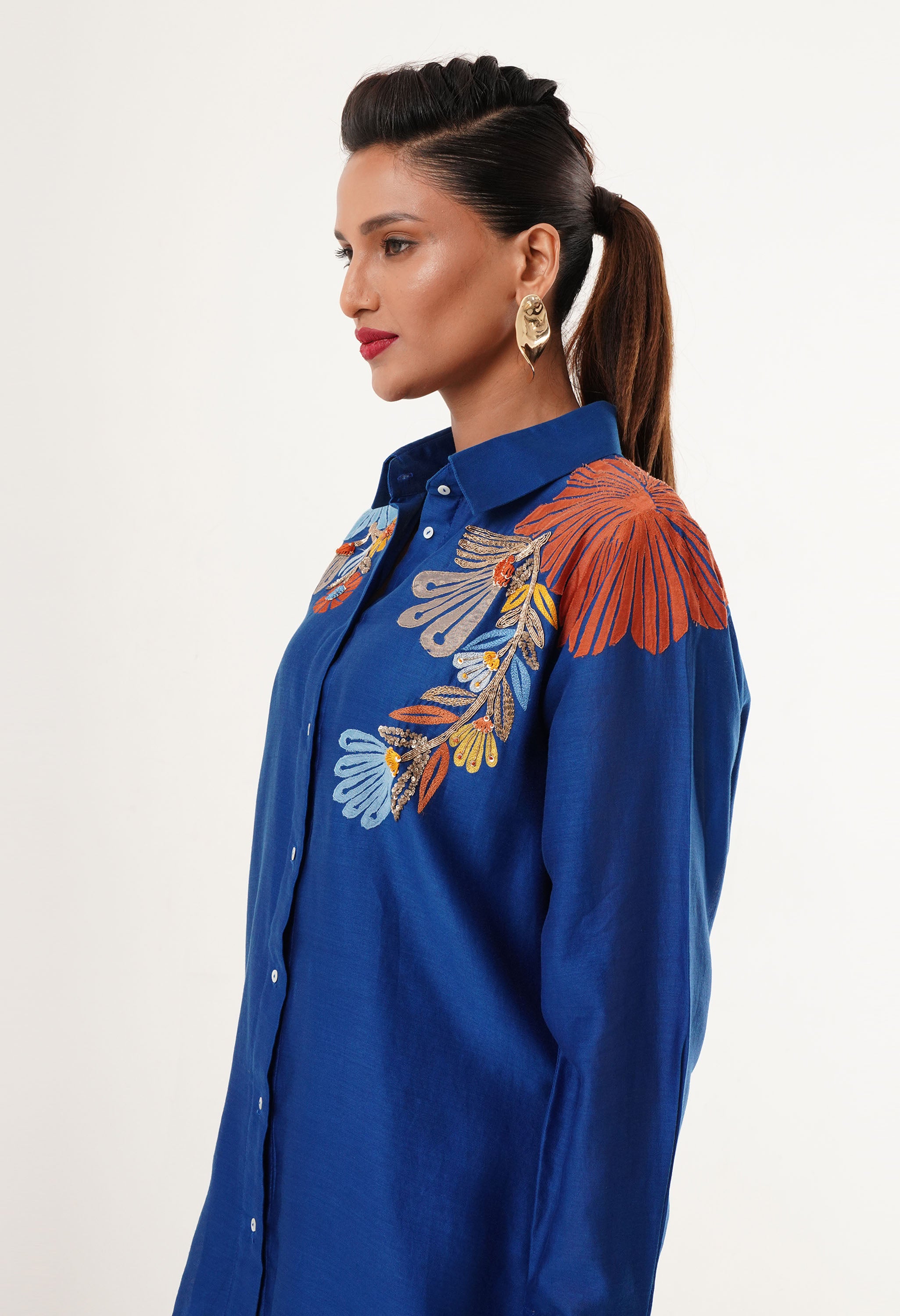 EMBROIDERED SHIRT CO ORD