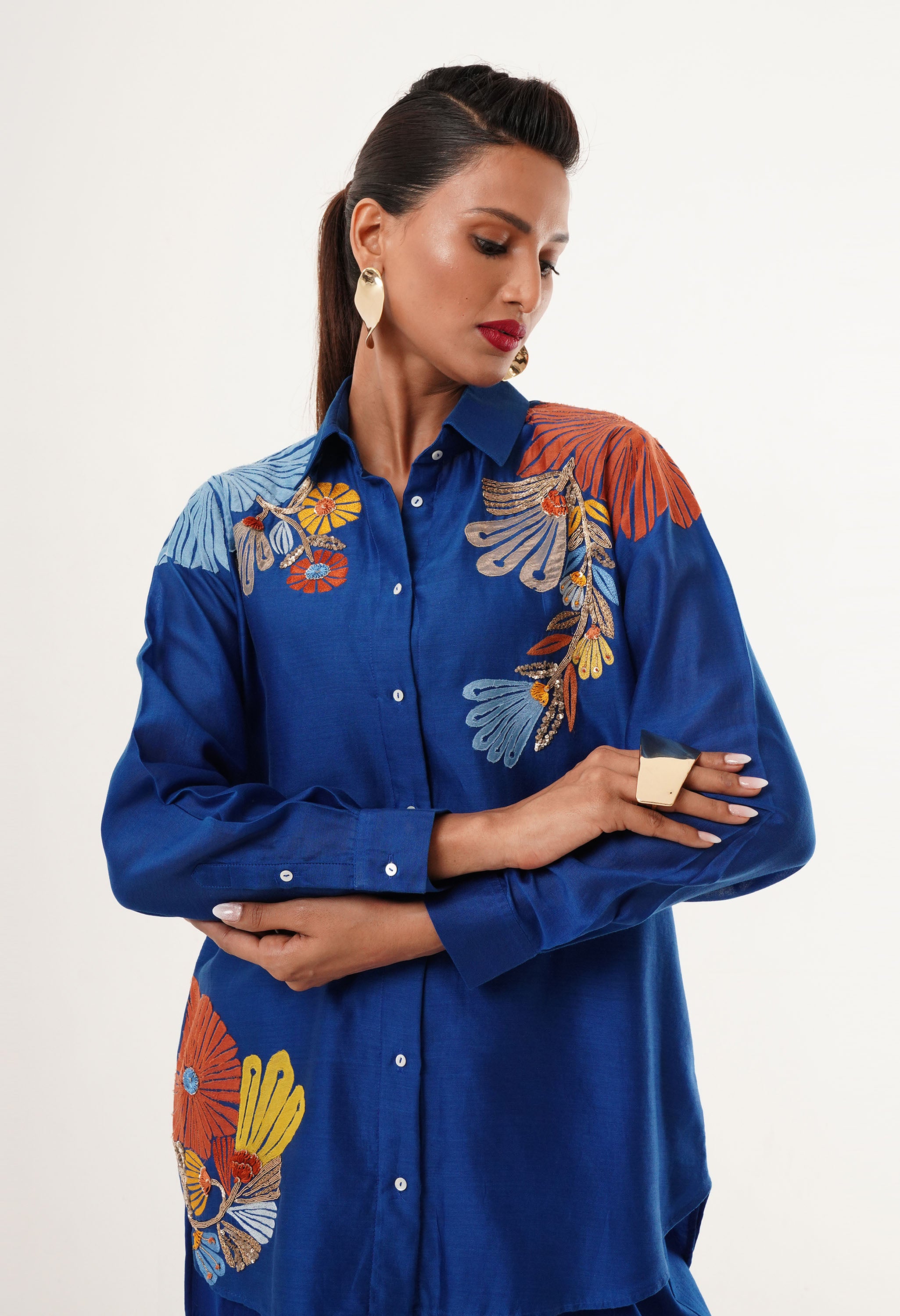 EMBROIDERED SHIRT CO ORD