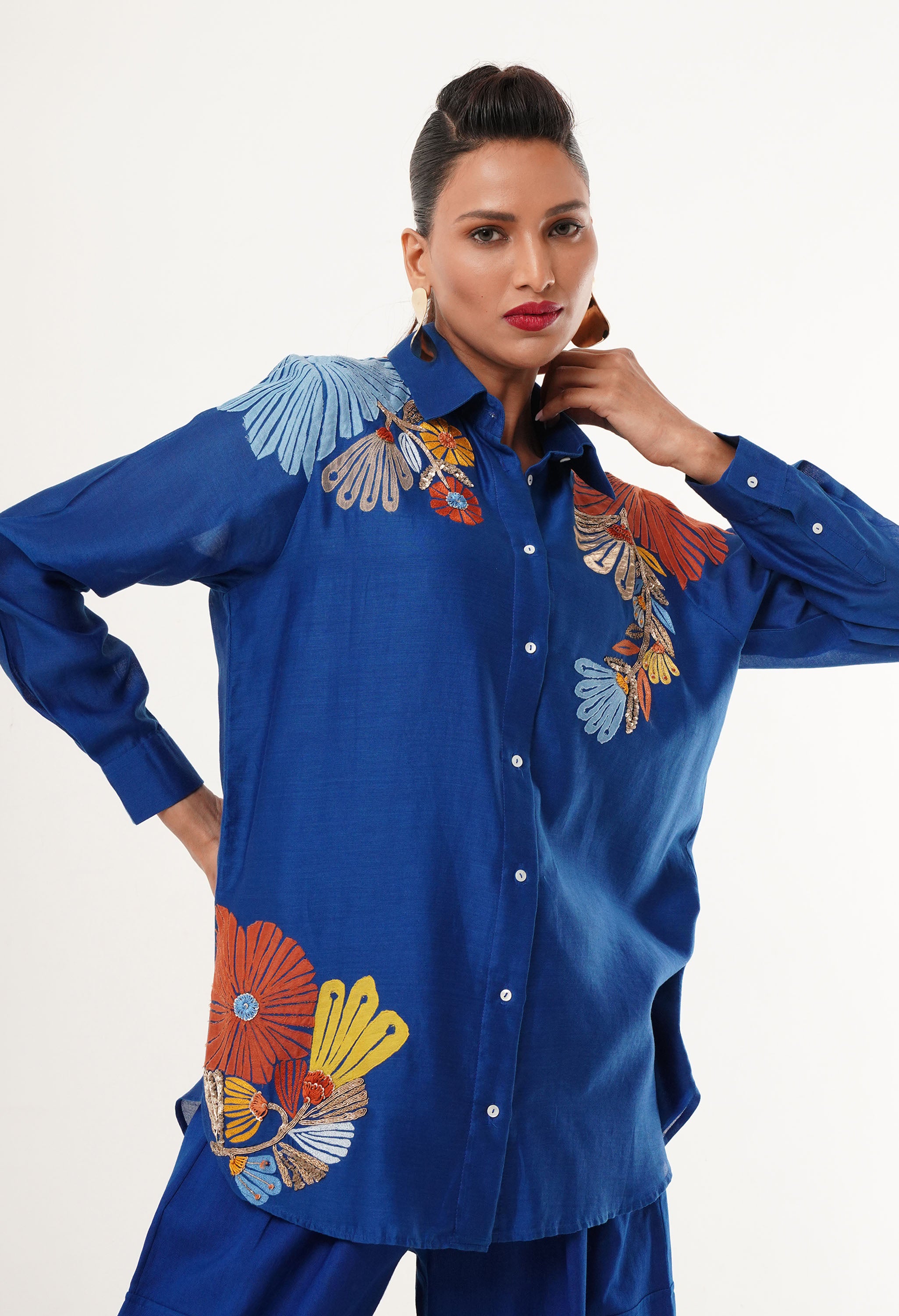 EMBROIDERED SHIRT CO ORD