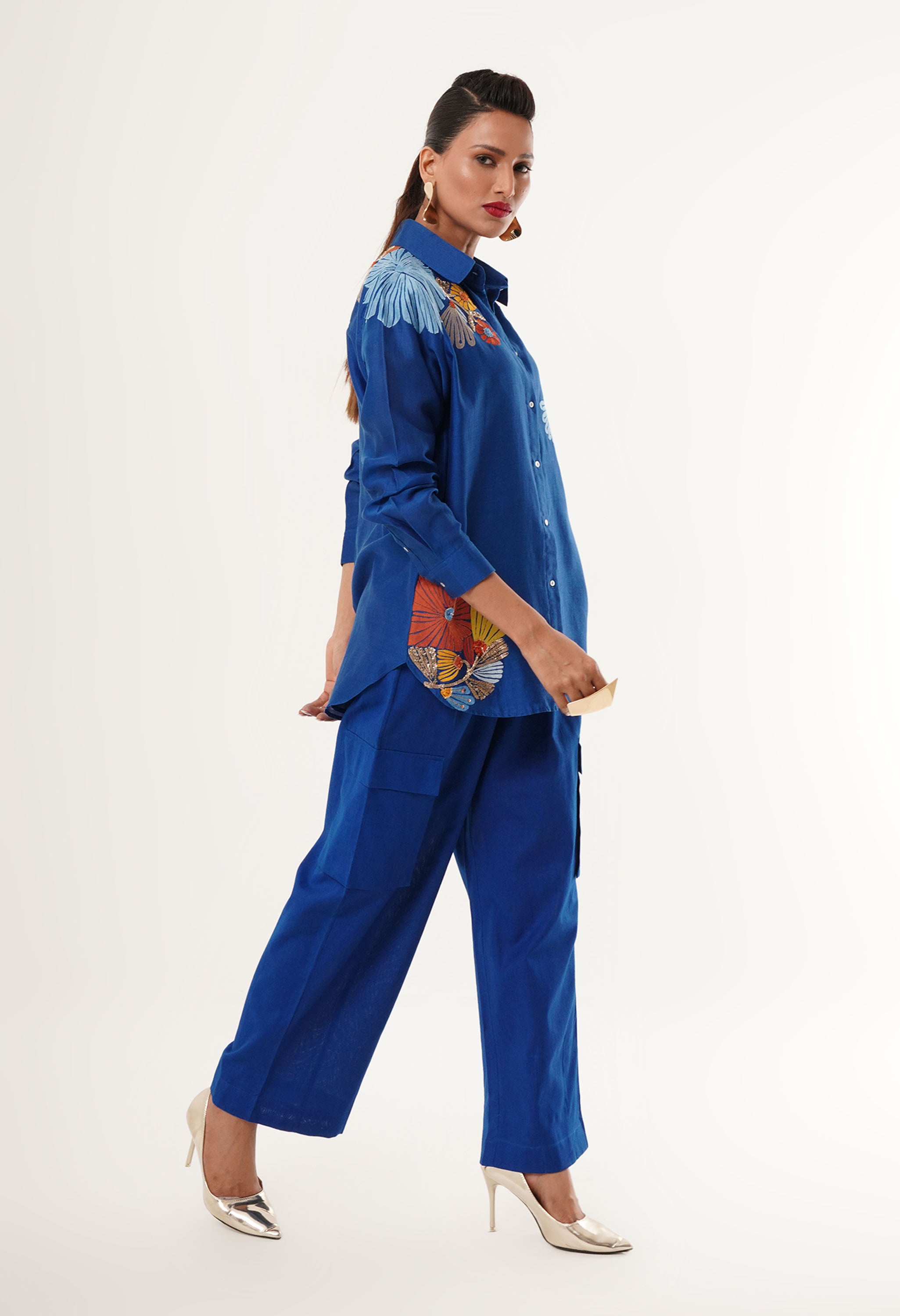 EMBROIDERED SHIRT CO ORD