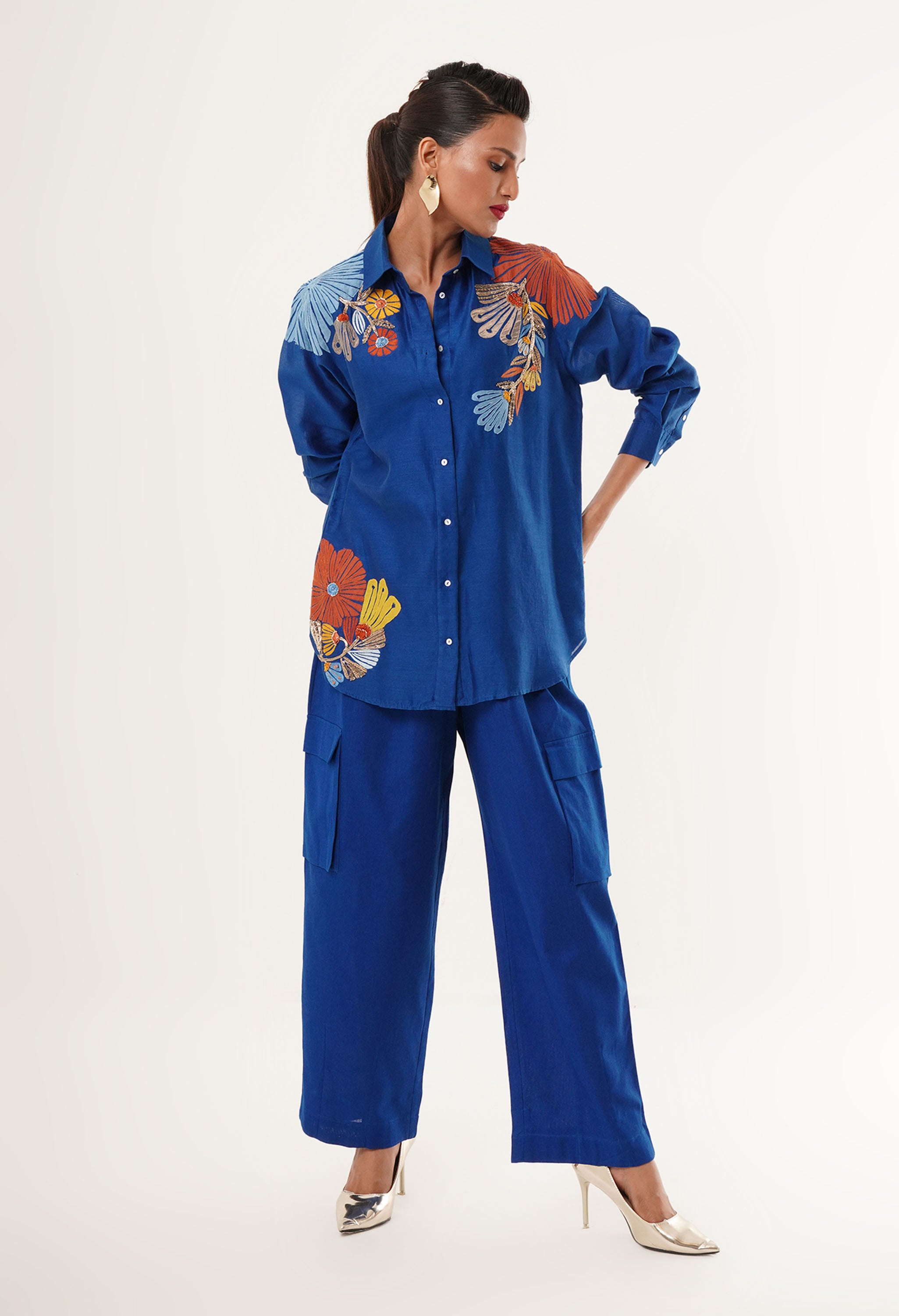 EMBROIDERED SHIRT CO ORD