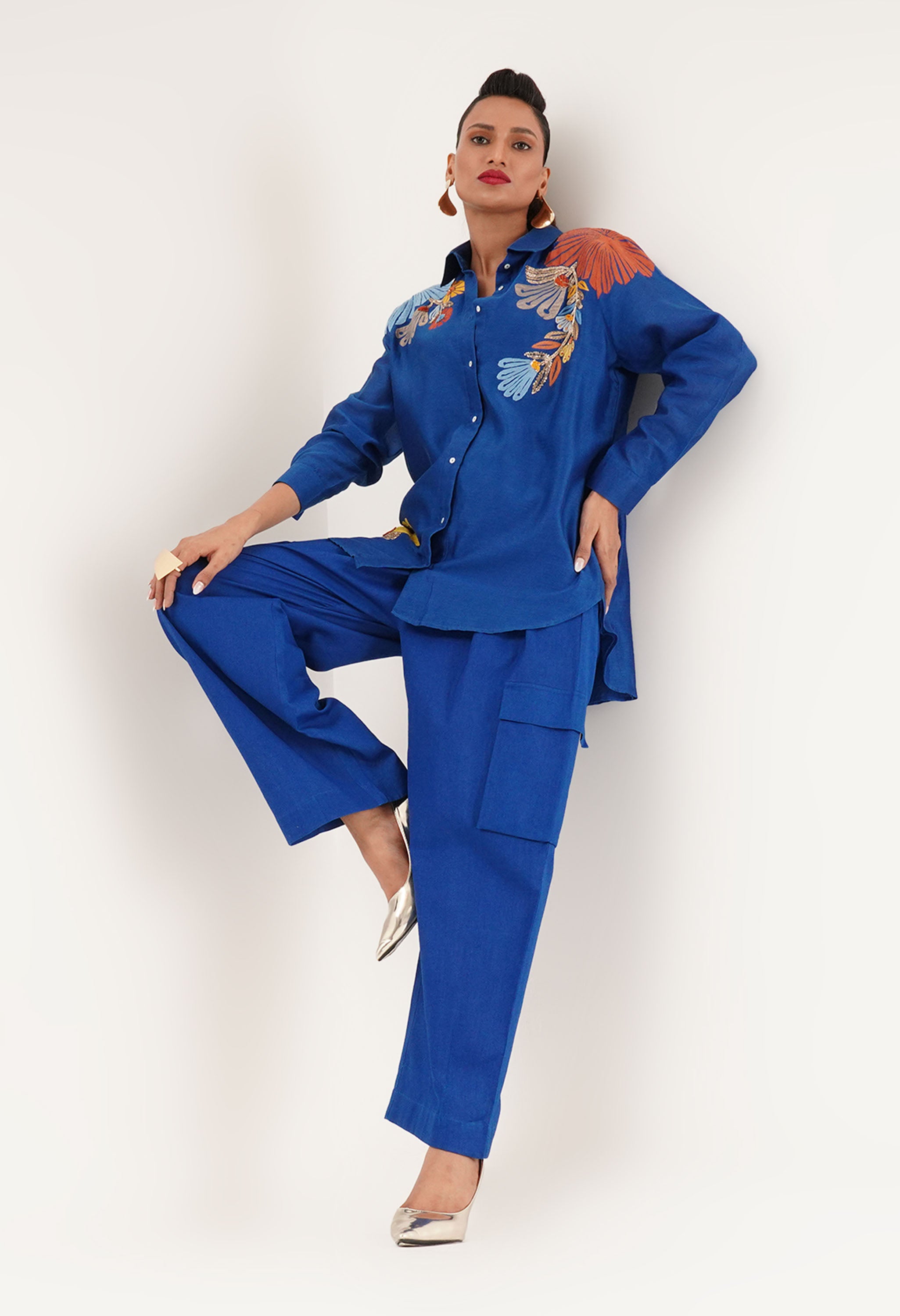 EMBROIDERED SHIRT CO ORD