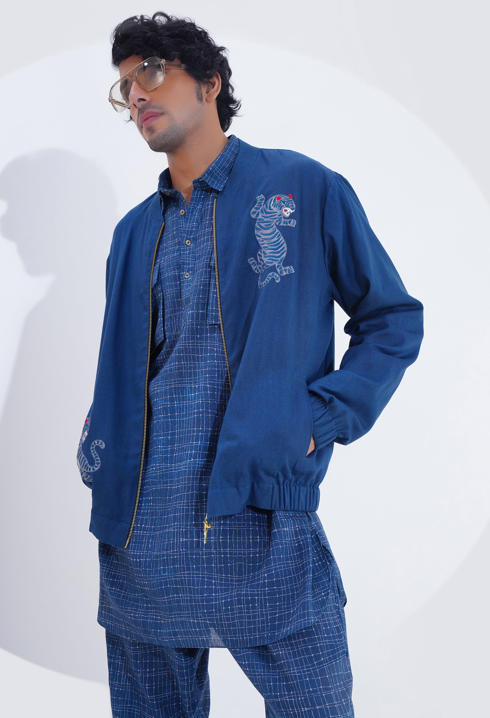 TIGER EMBROIDERED BOMBER JACKET