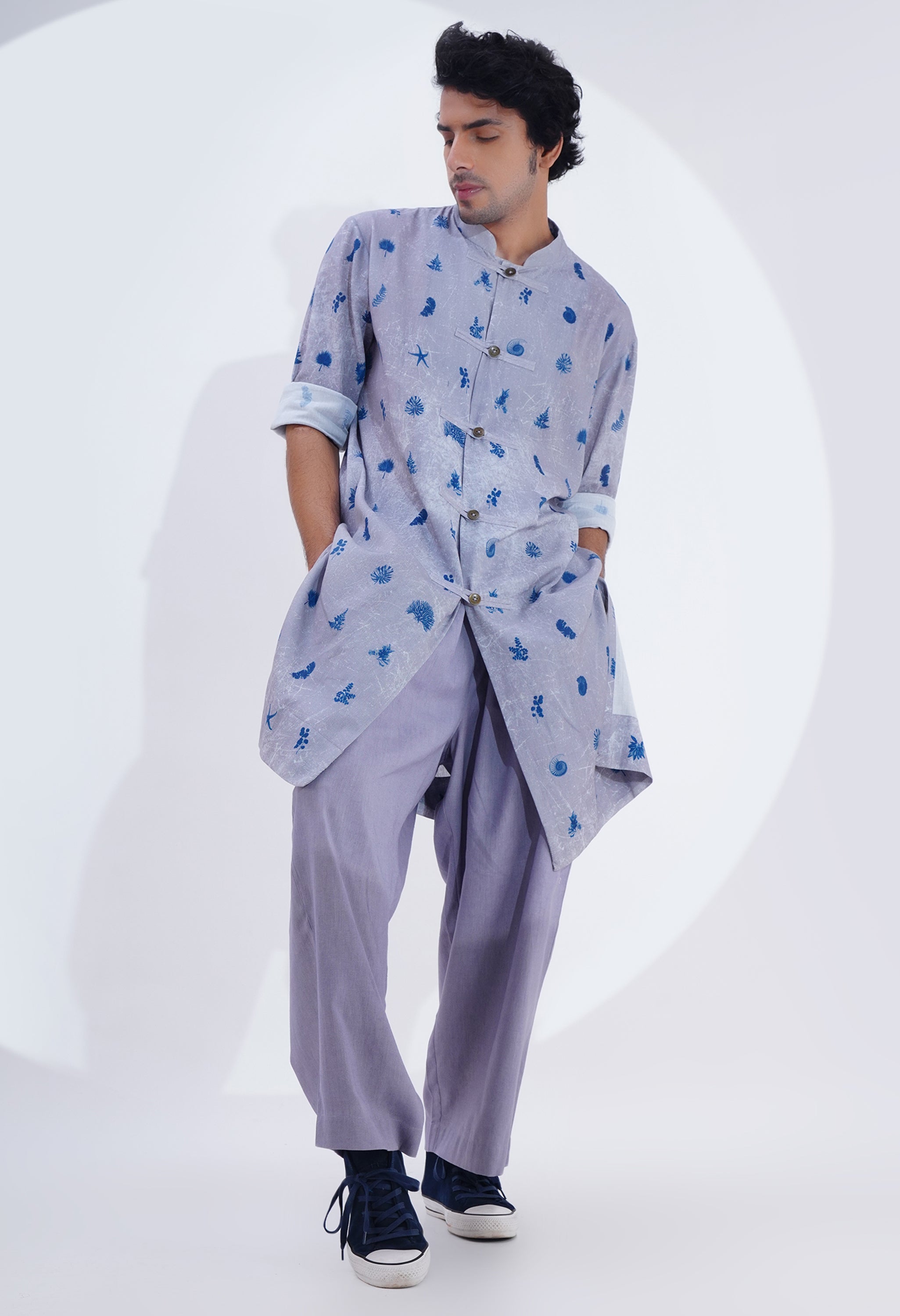 PRINTED LONG KURTA WITH PANTS