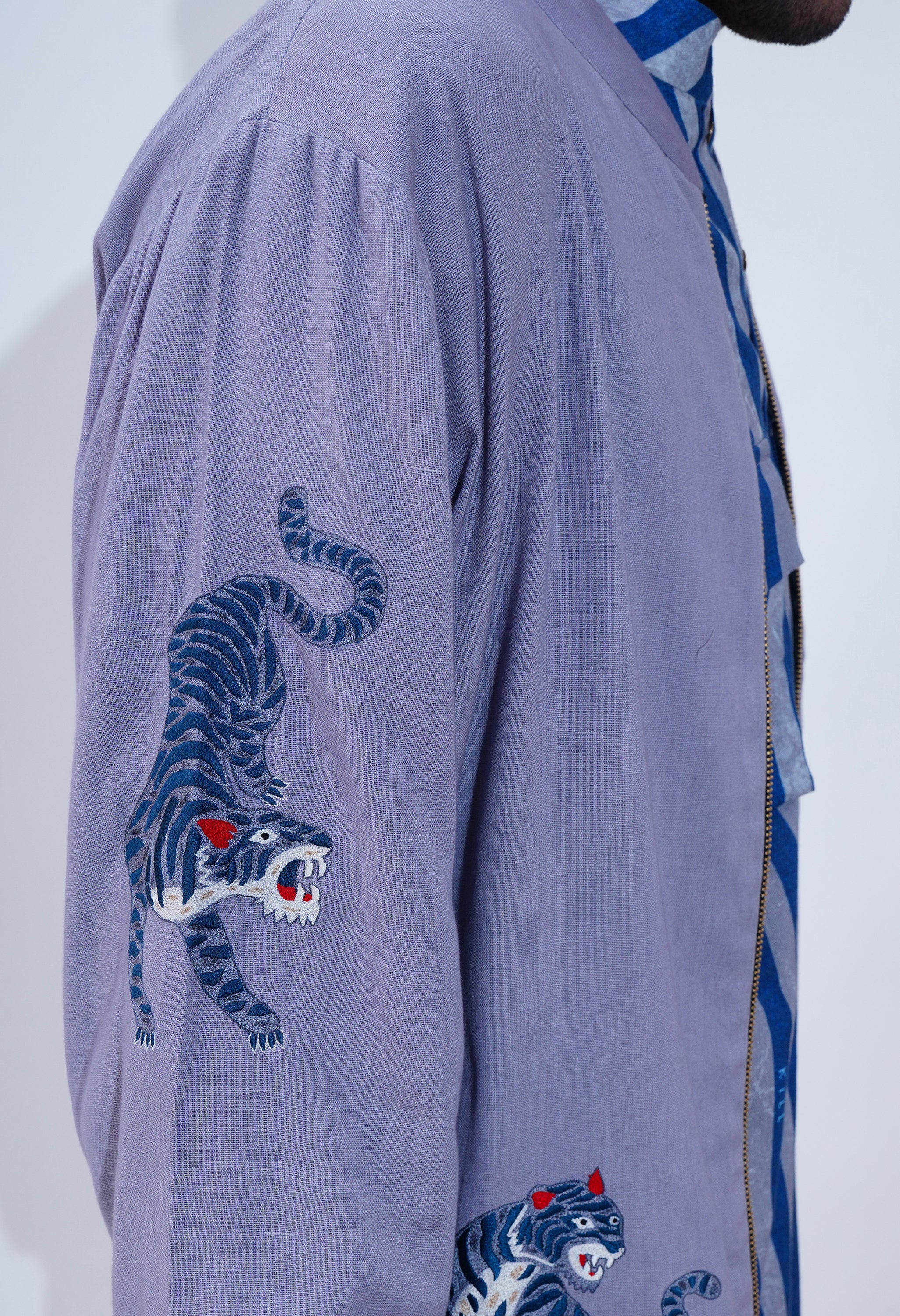 TIGER EMBROIDERED BOMBER JACKET