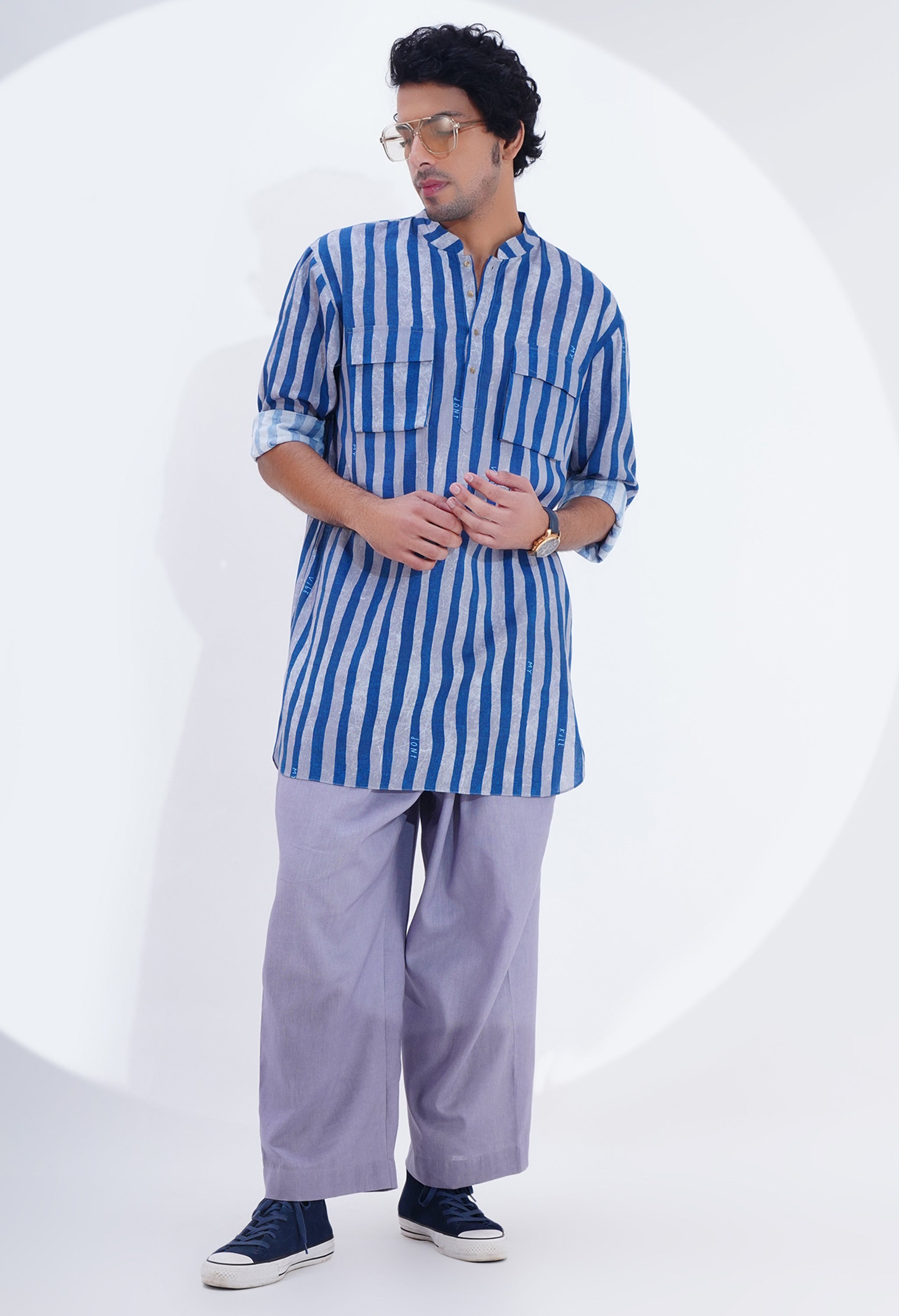 STRIPED PRINTED KURTA WITH PANTS