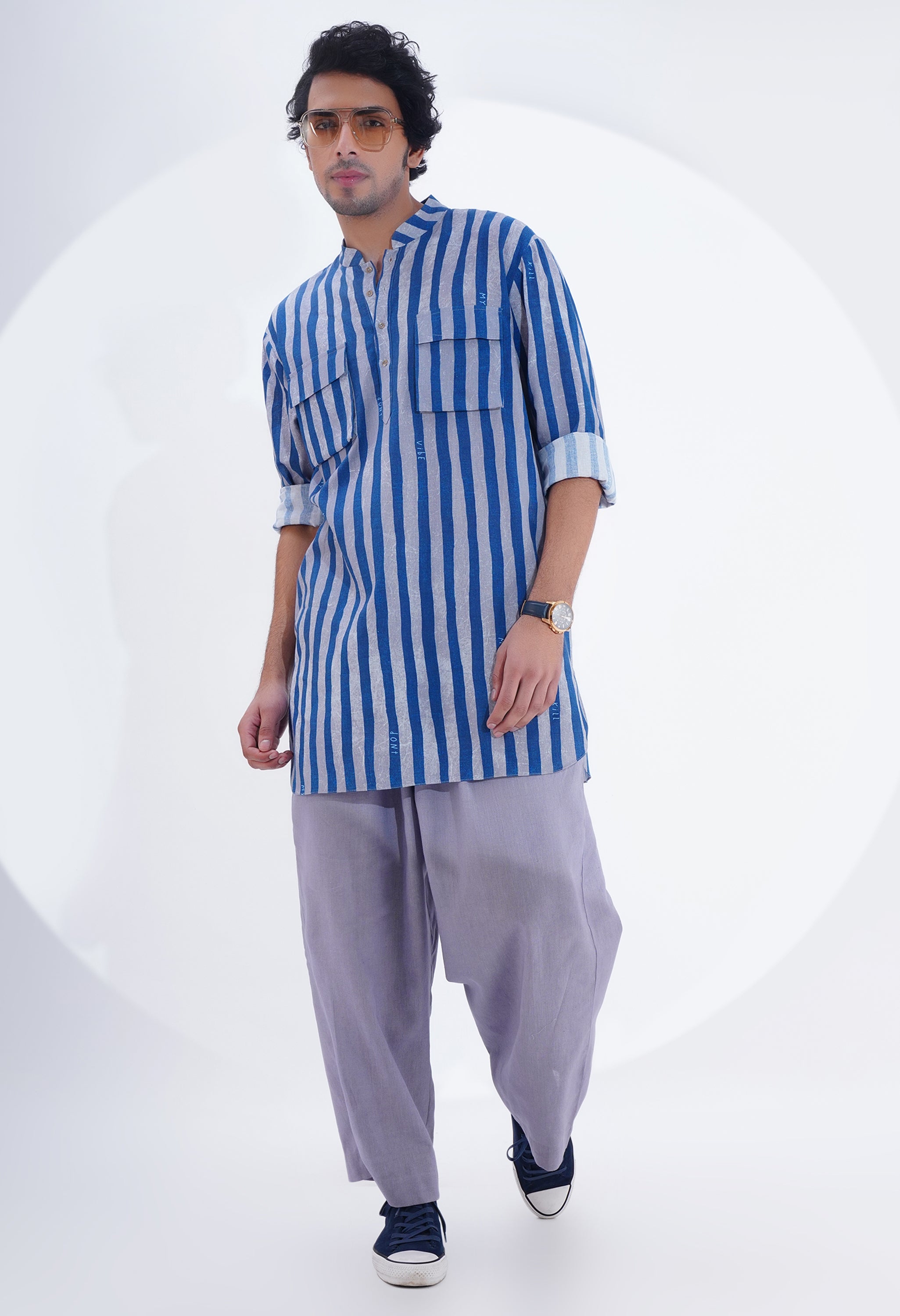 STRIPED PRINTED KURTA WITH PANTS