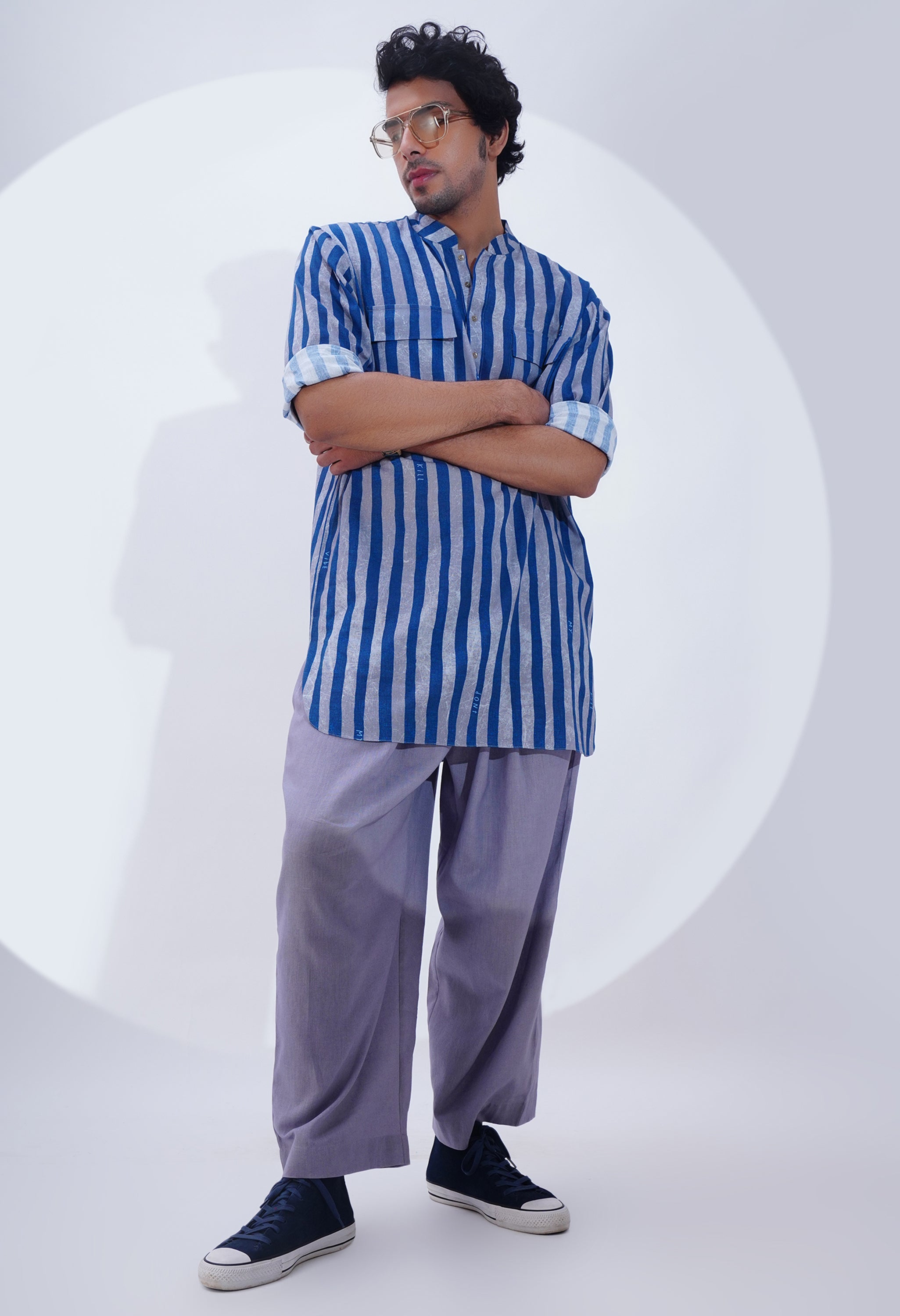 STRIPED PRINTED KURTA WITH PANTS