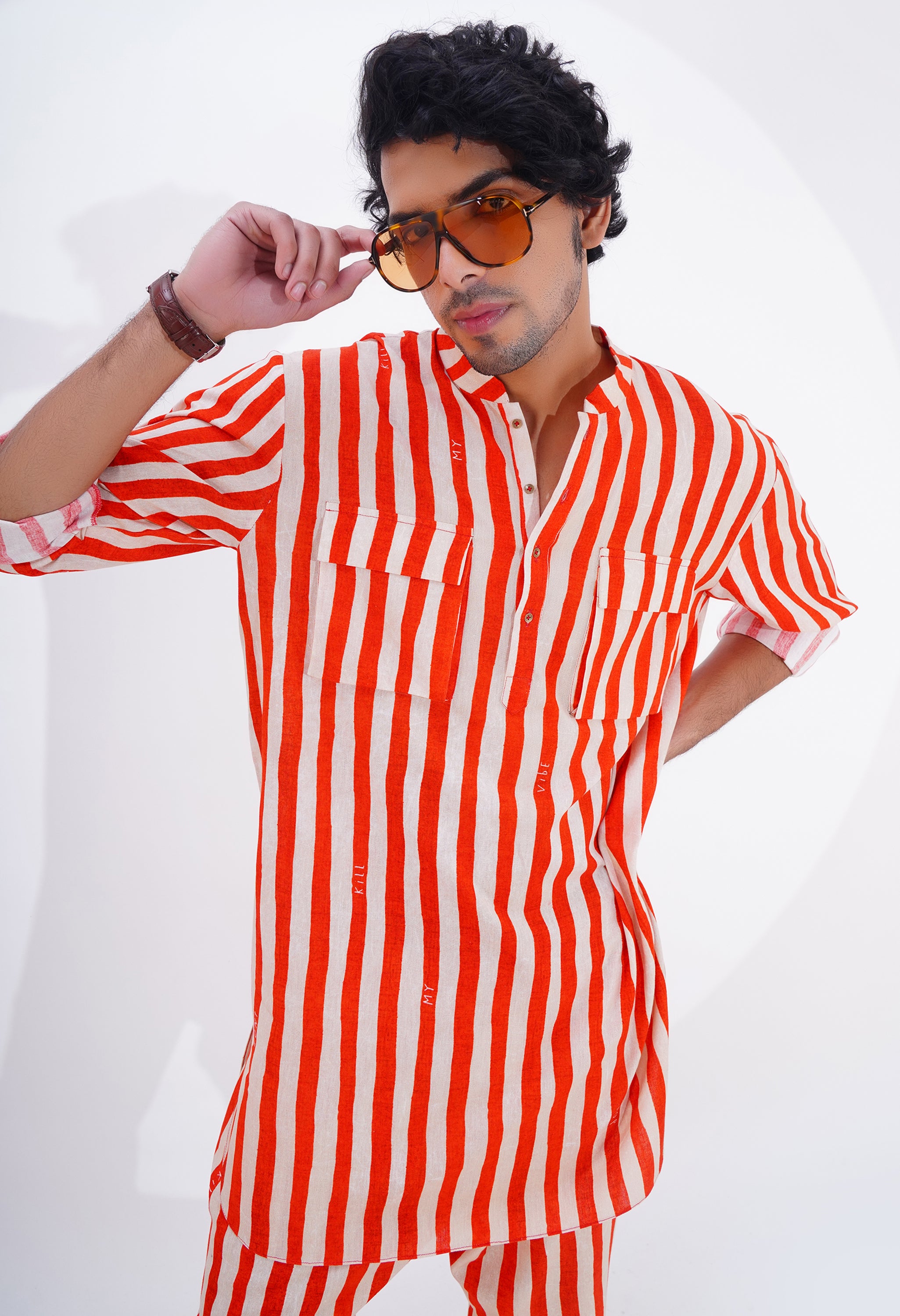 STRIPED PRINTED KURTA WITH PANTS