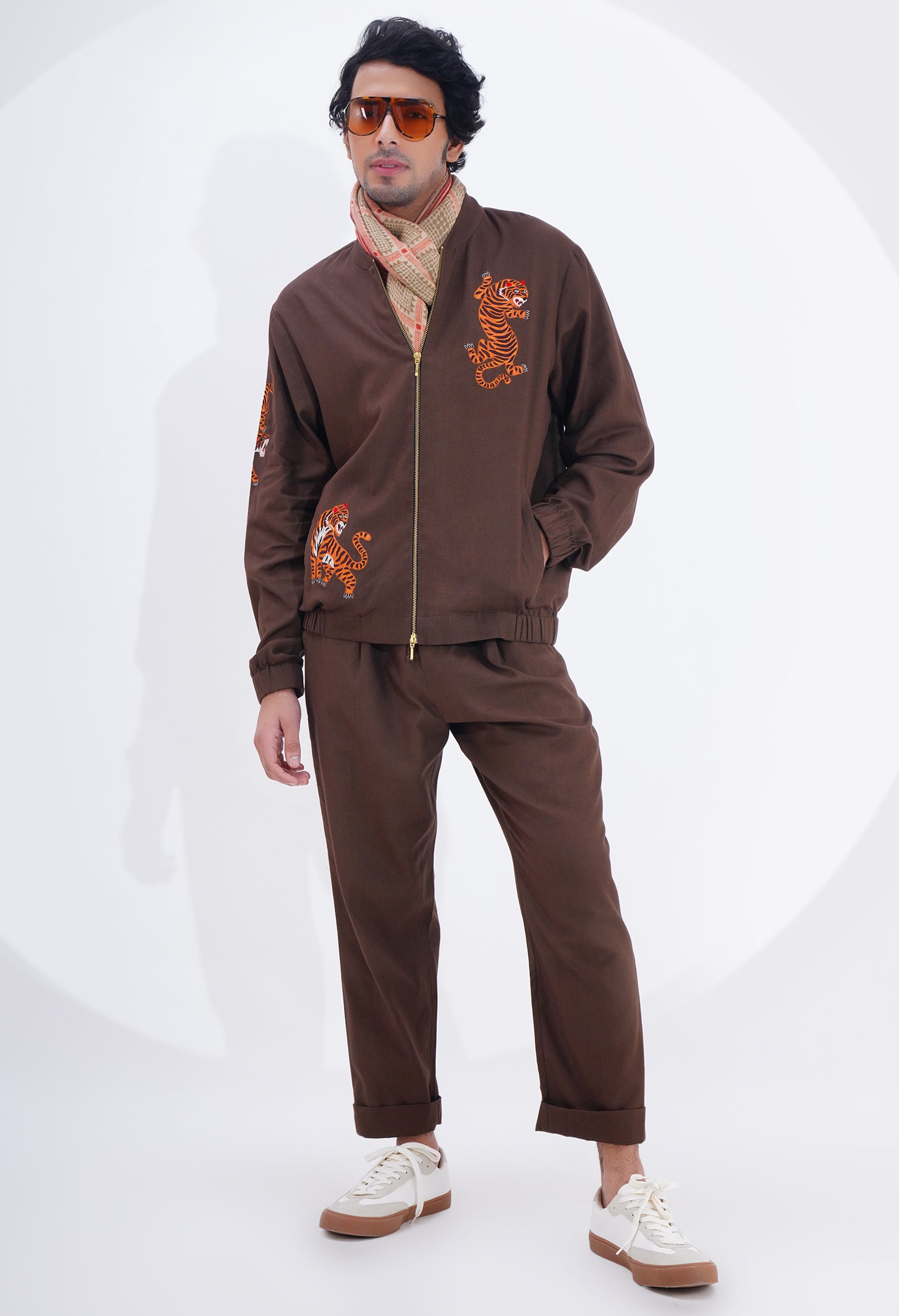 TIGER EMBROIDERED BOMBER JACKET