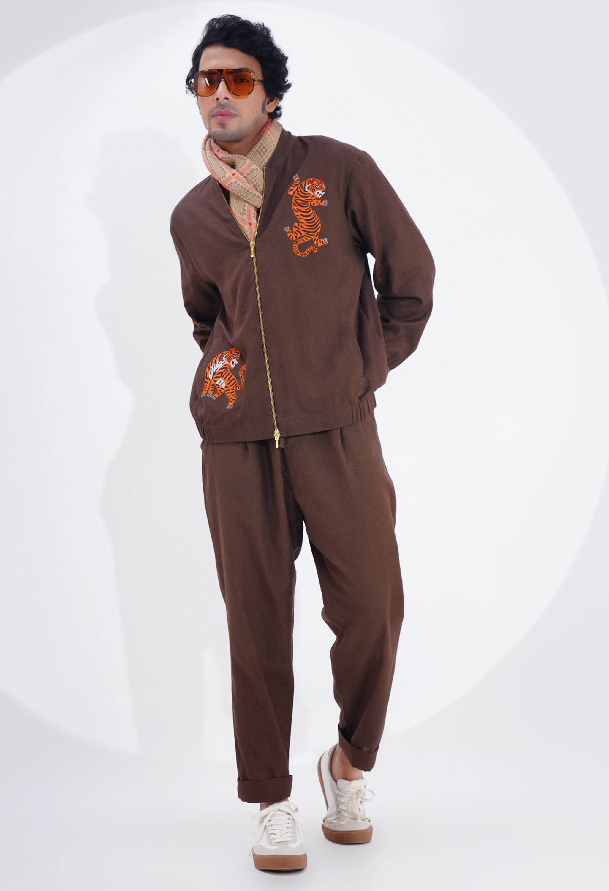 TIGER EMBROIDERED BOMBER JACKET