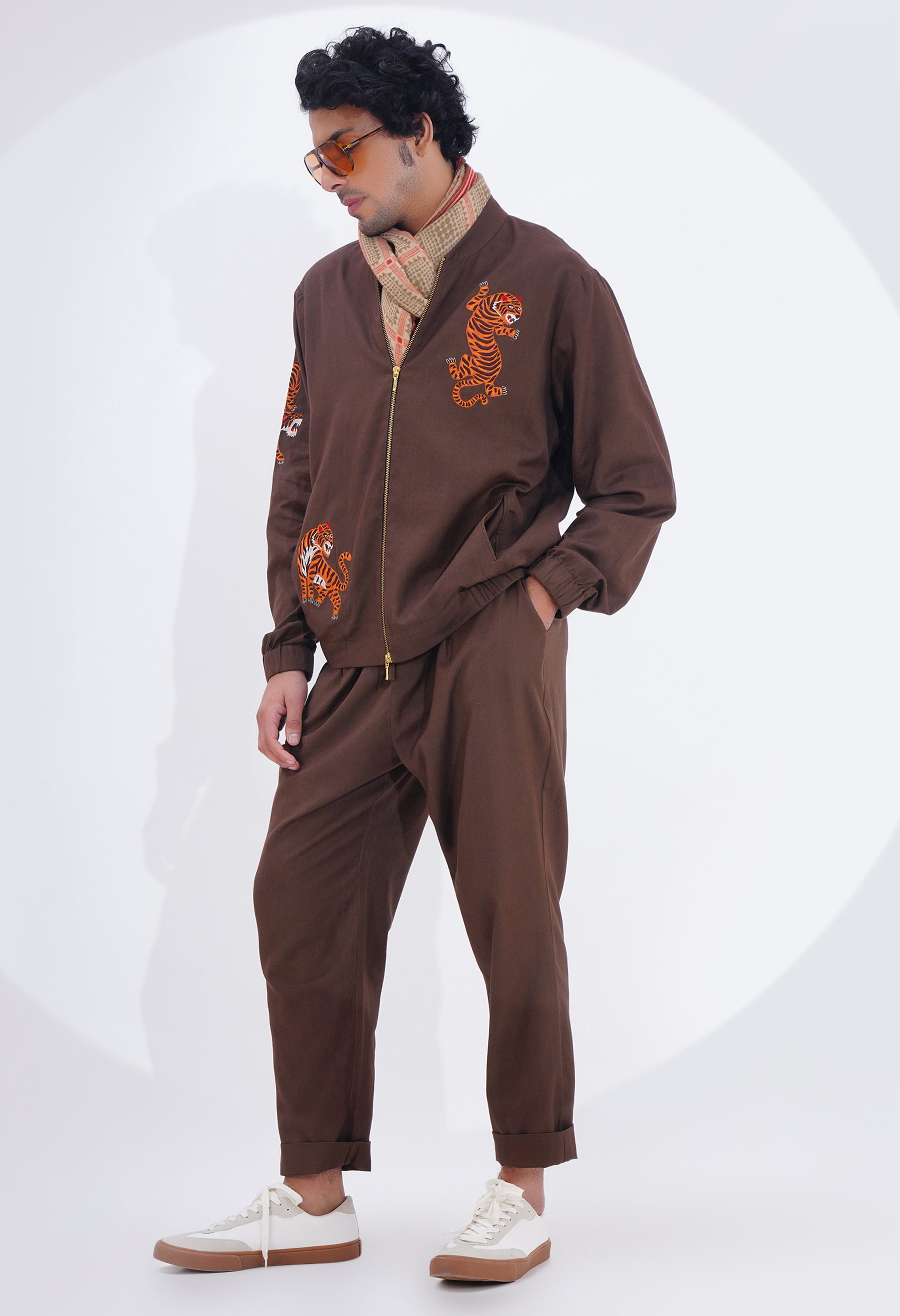 TIGER EMBROIDERED BOMBER JACKET