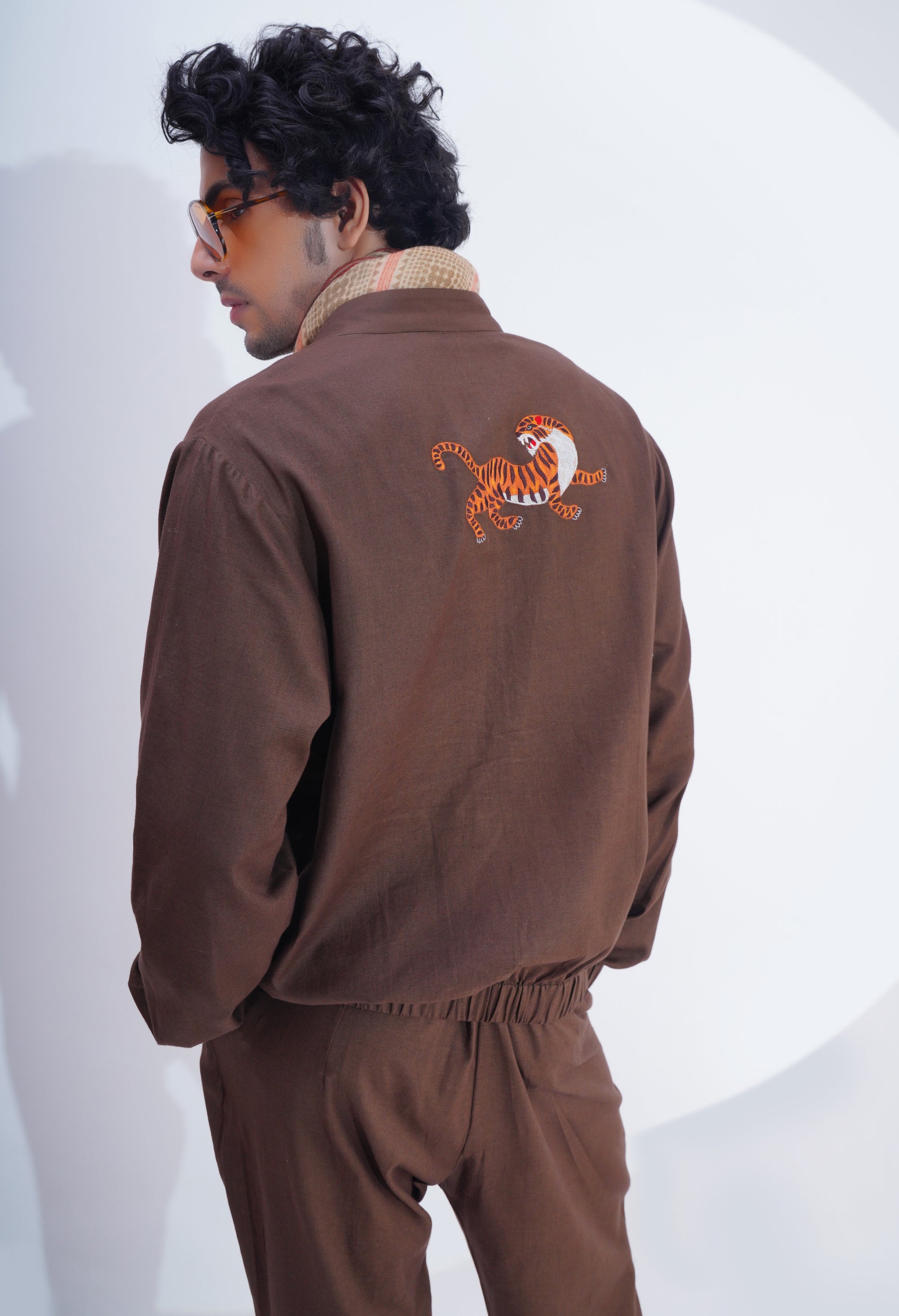 TIGER EMBROIDERED BOMBER JACKET